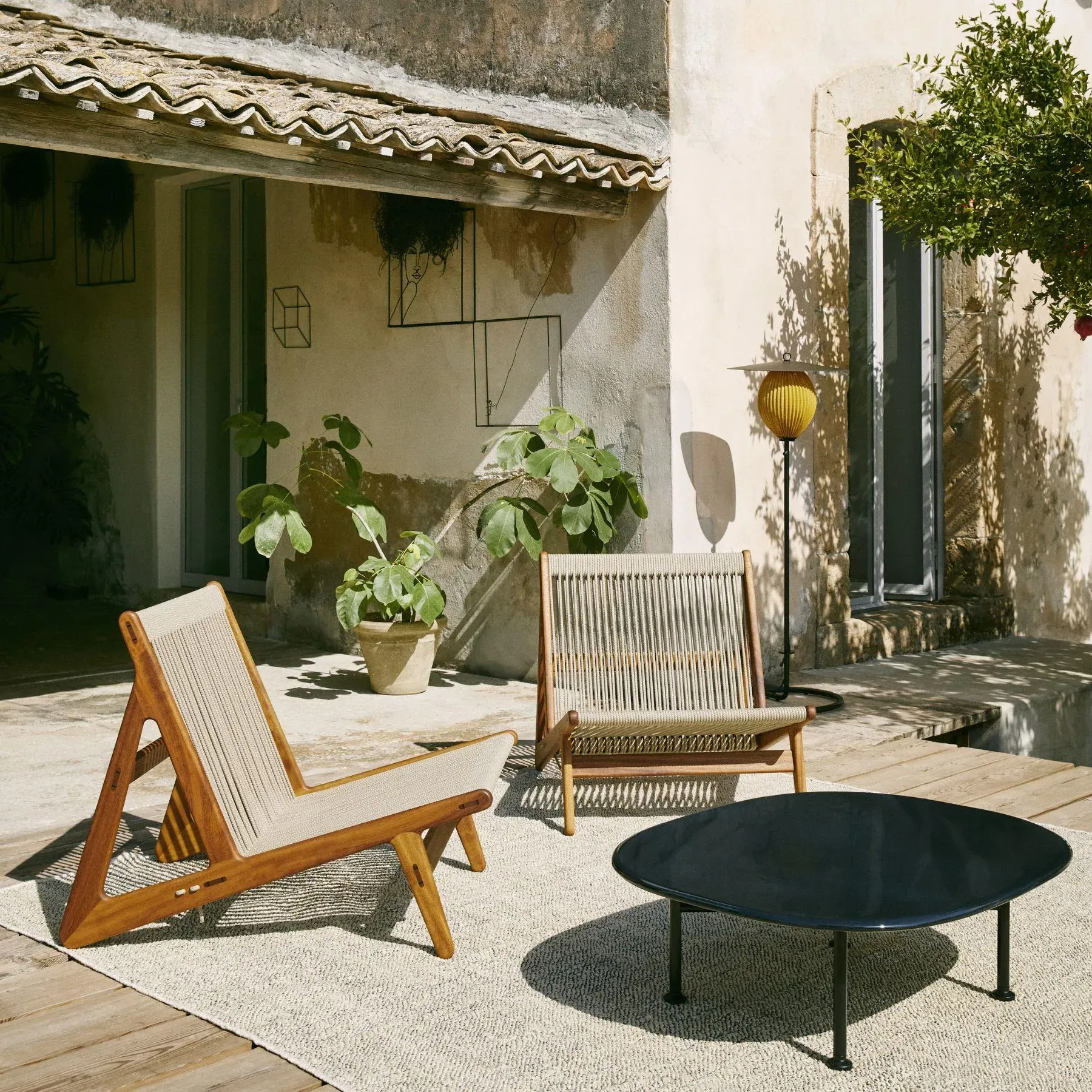 Outdoor Lounge Chair with Rope Seat - Steel