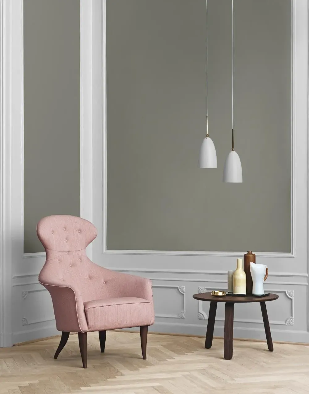 Pendant Light with Brass Canopy - Anthracite Grey, Aluminium