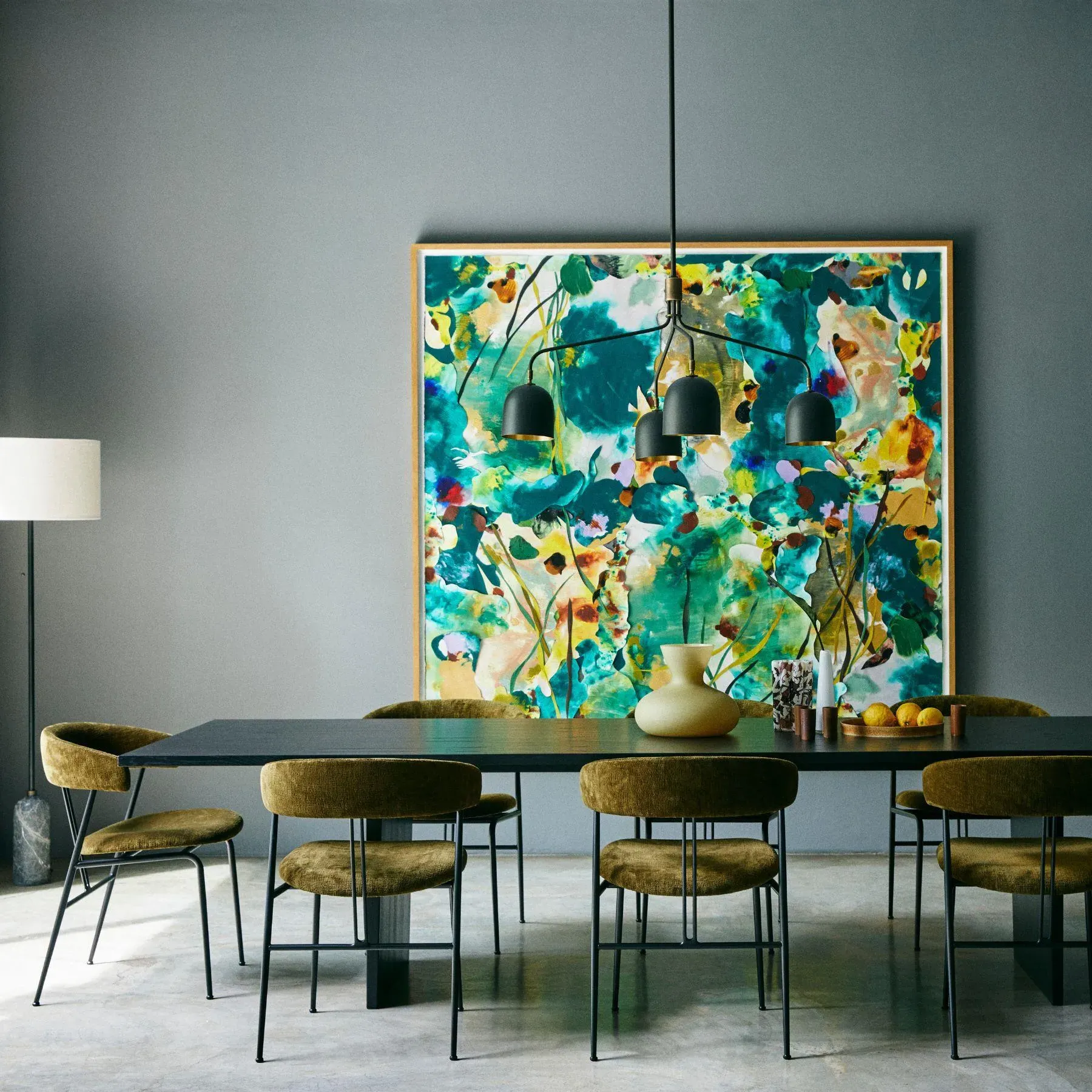 Private Large Rectangular Dining Table - Black Stained Ash