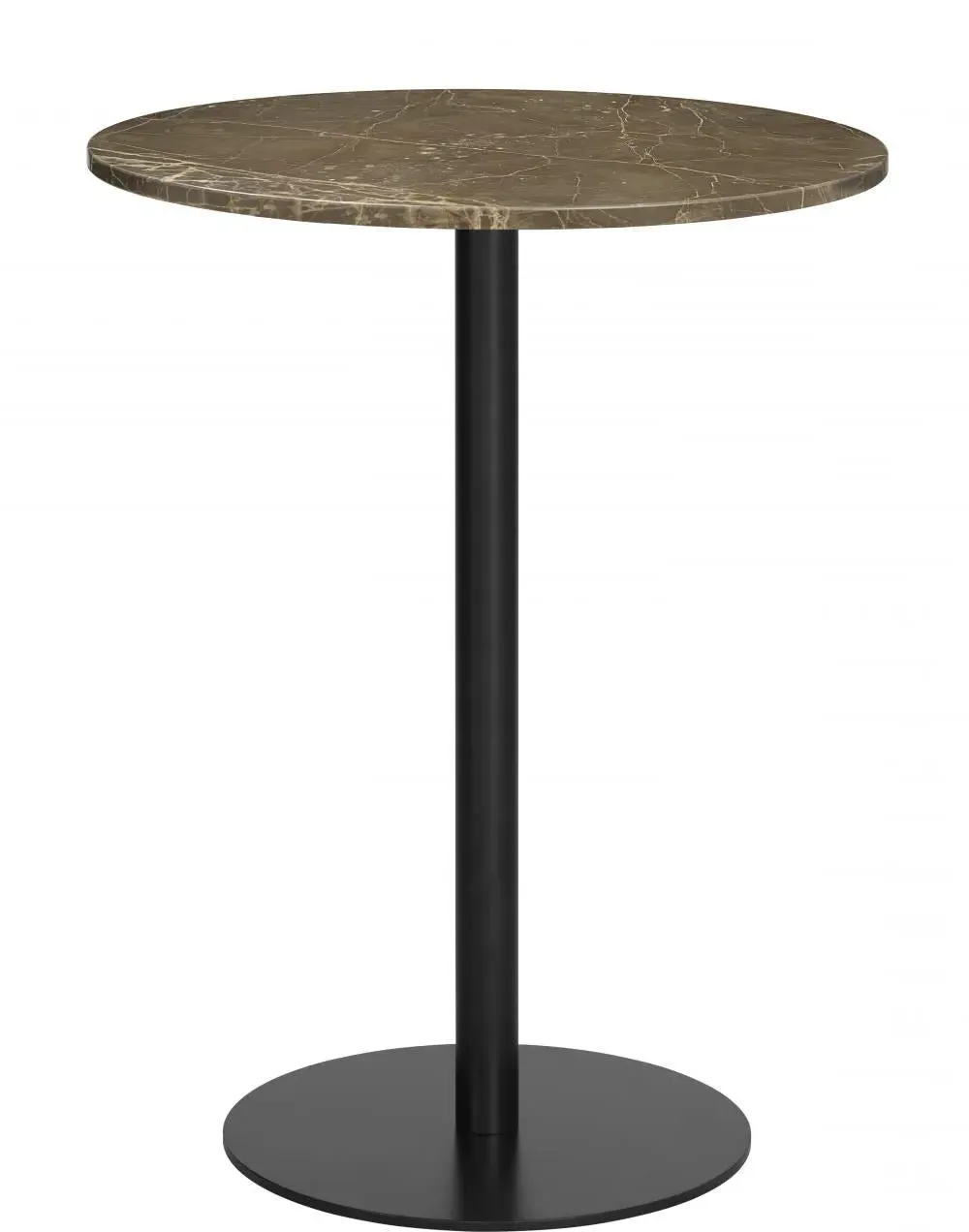 Round Bar Table - Brown, Marble