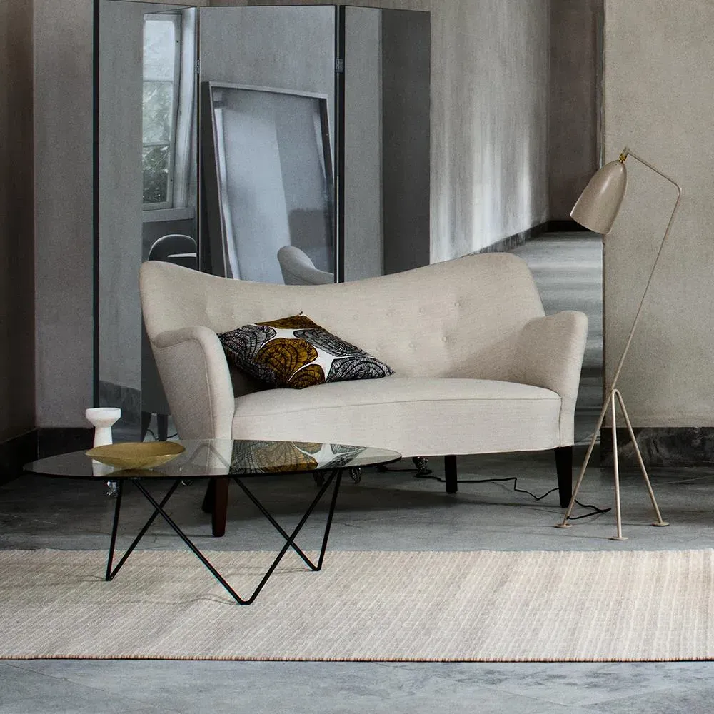 Round Coffee Table with Glass Top - Brass, Steel