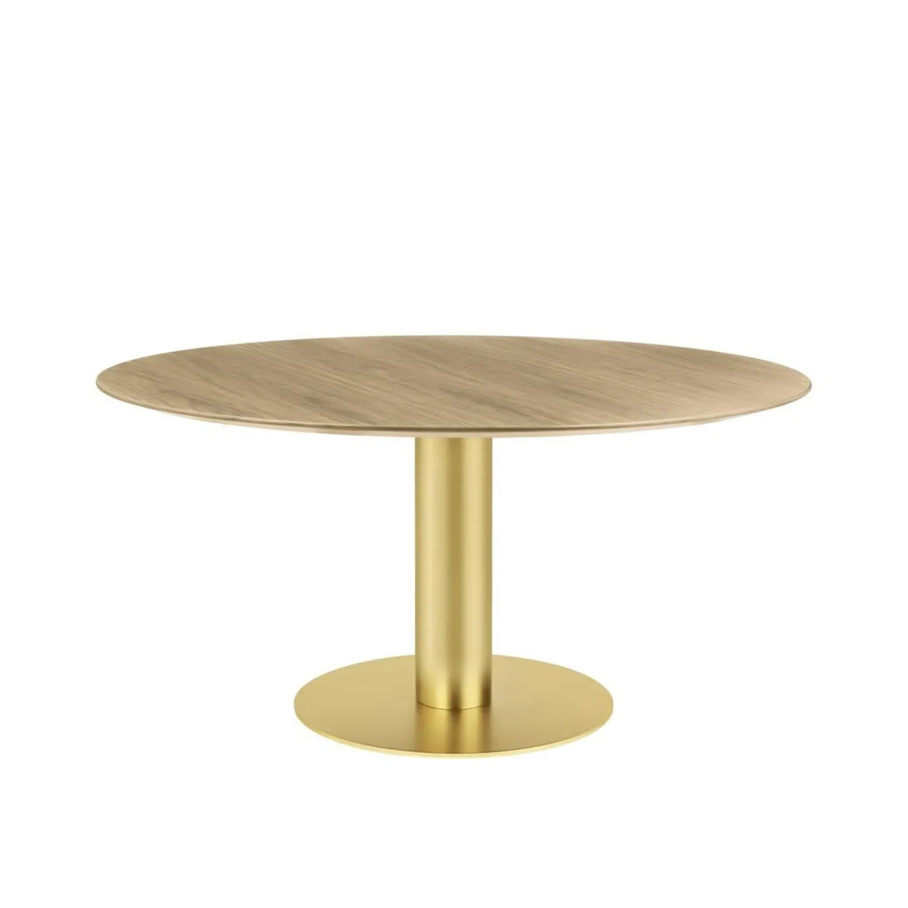 Round Dining Table - Brass, Oak