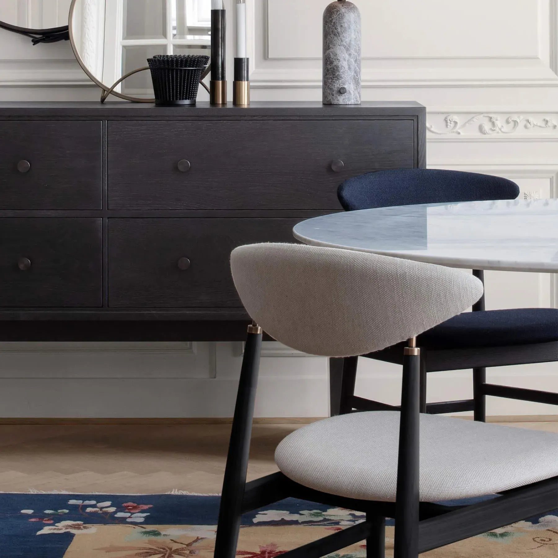 Round Dining Table - White, Marble