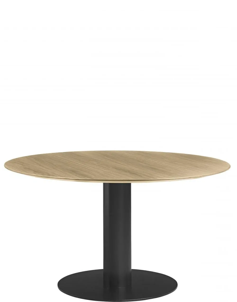 Round Dining Table with Black Base - Oak Wood