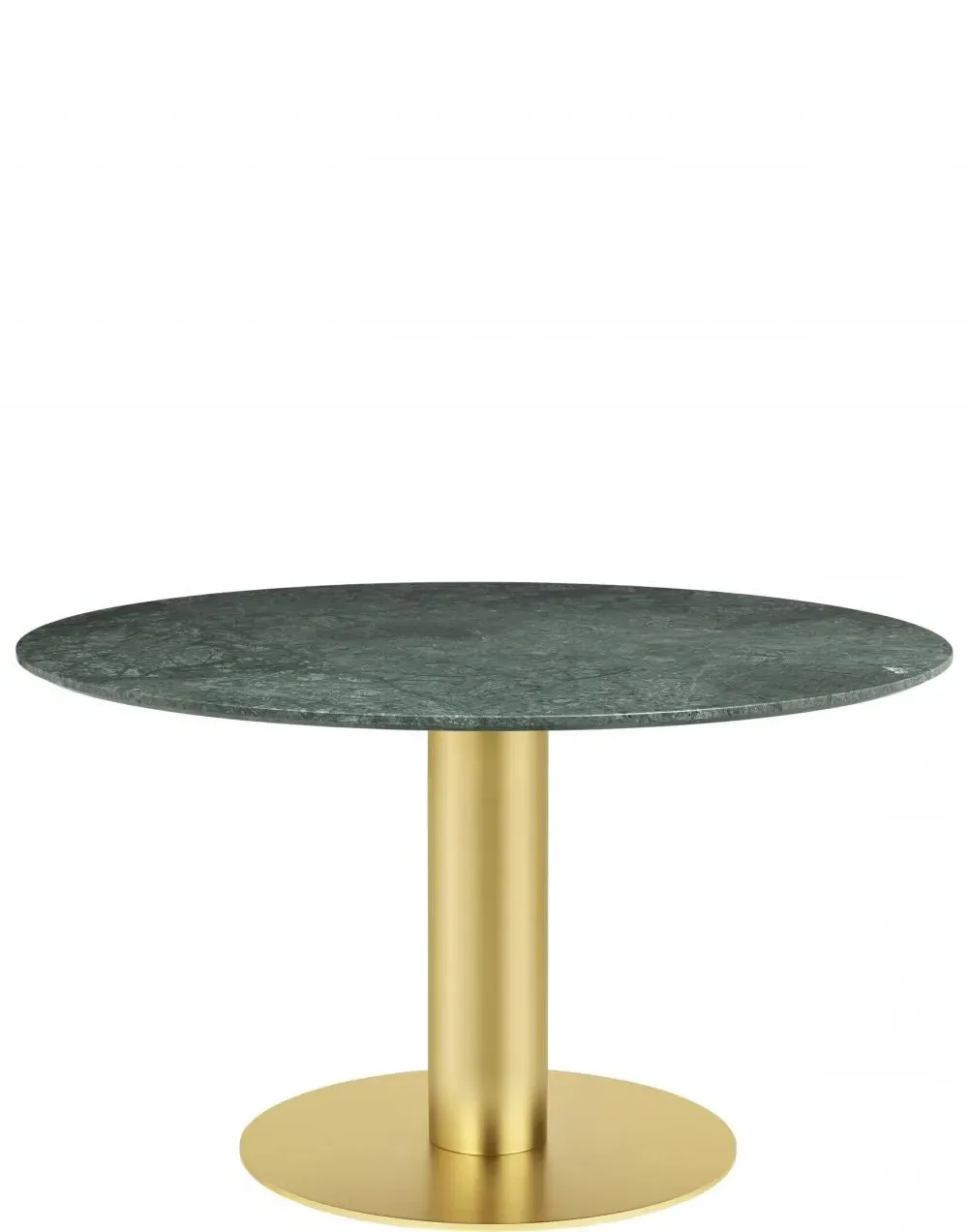 Round Dining Table with Brass Base - Green Marble
