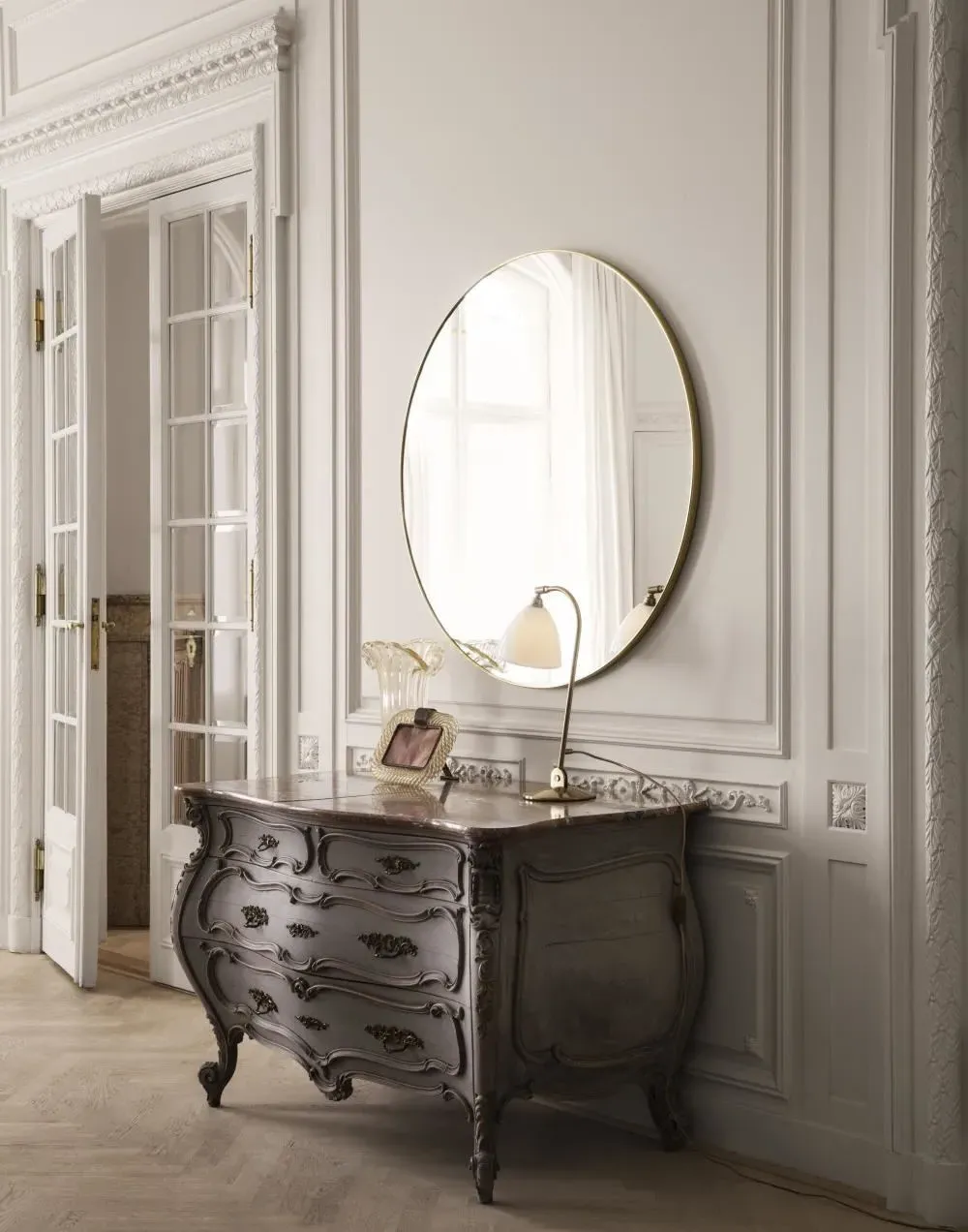 Round Mirror - Black Brass