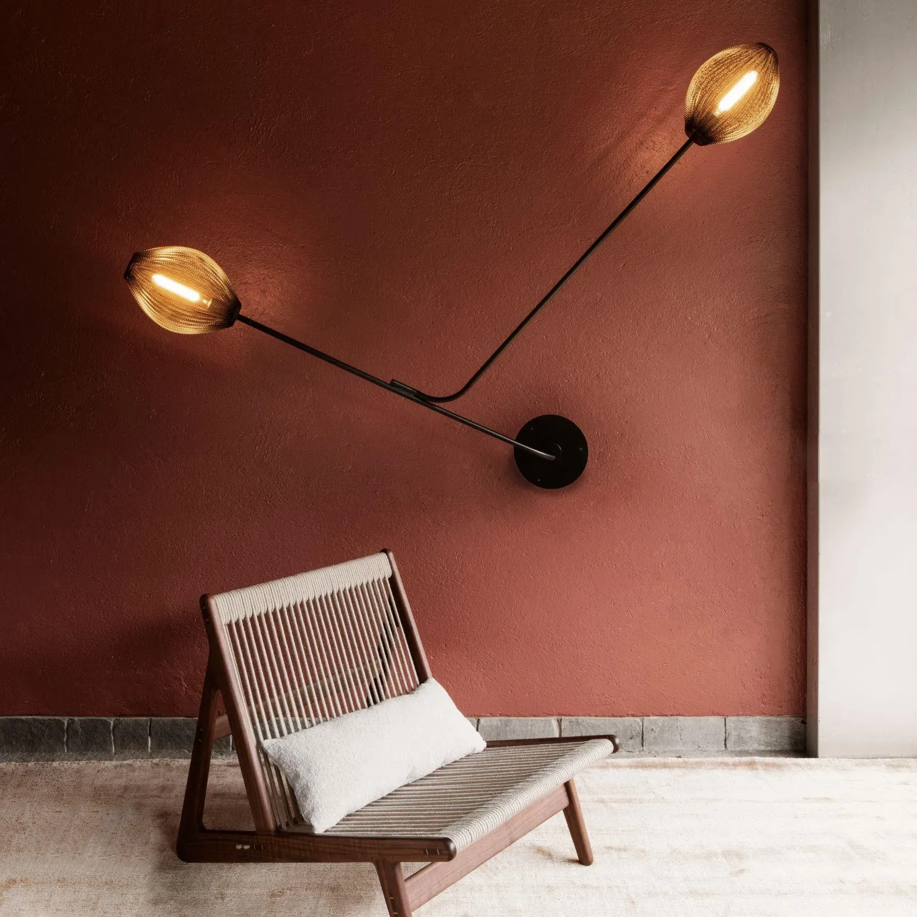 Satellite Twin-Arm Wall Light - Black and White