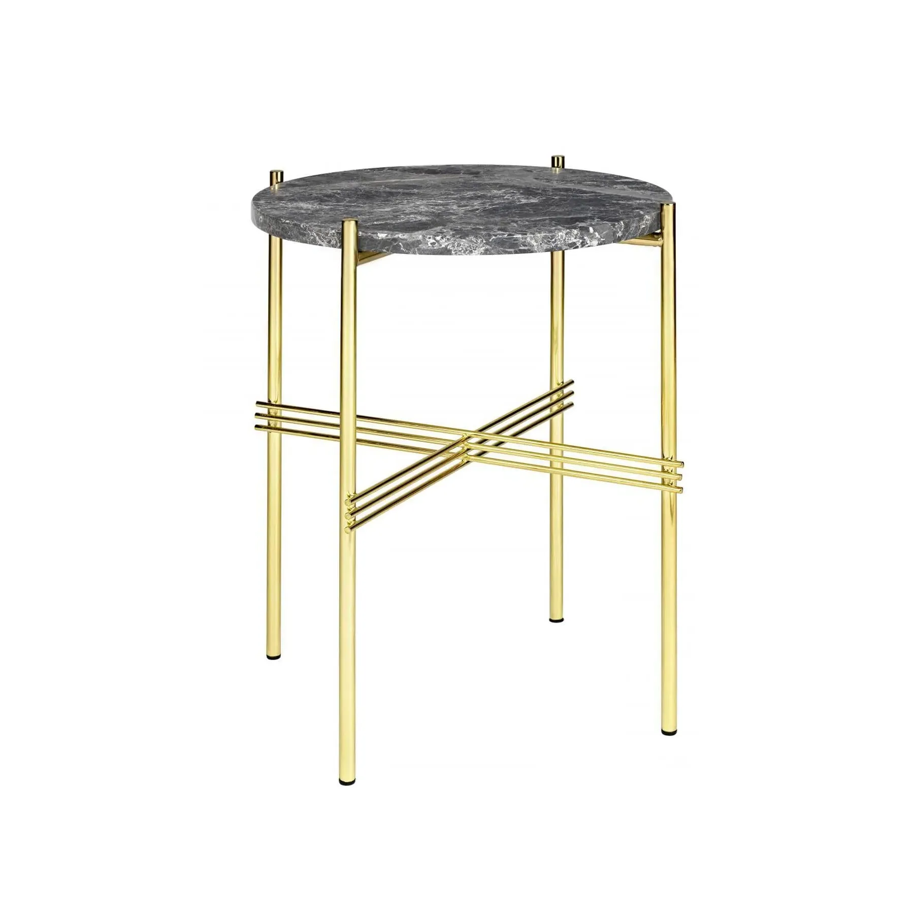 Side Table with Crossed Base - Grey, Marble