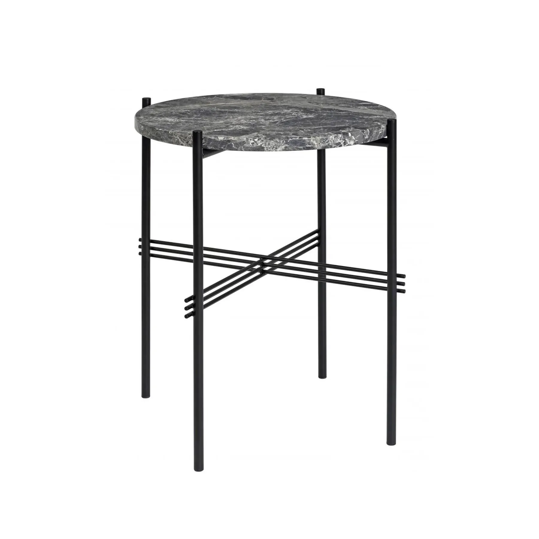 Side Table with Crossed Base - White, Marble