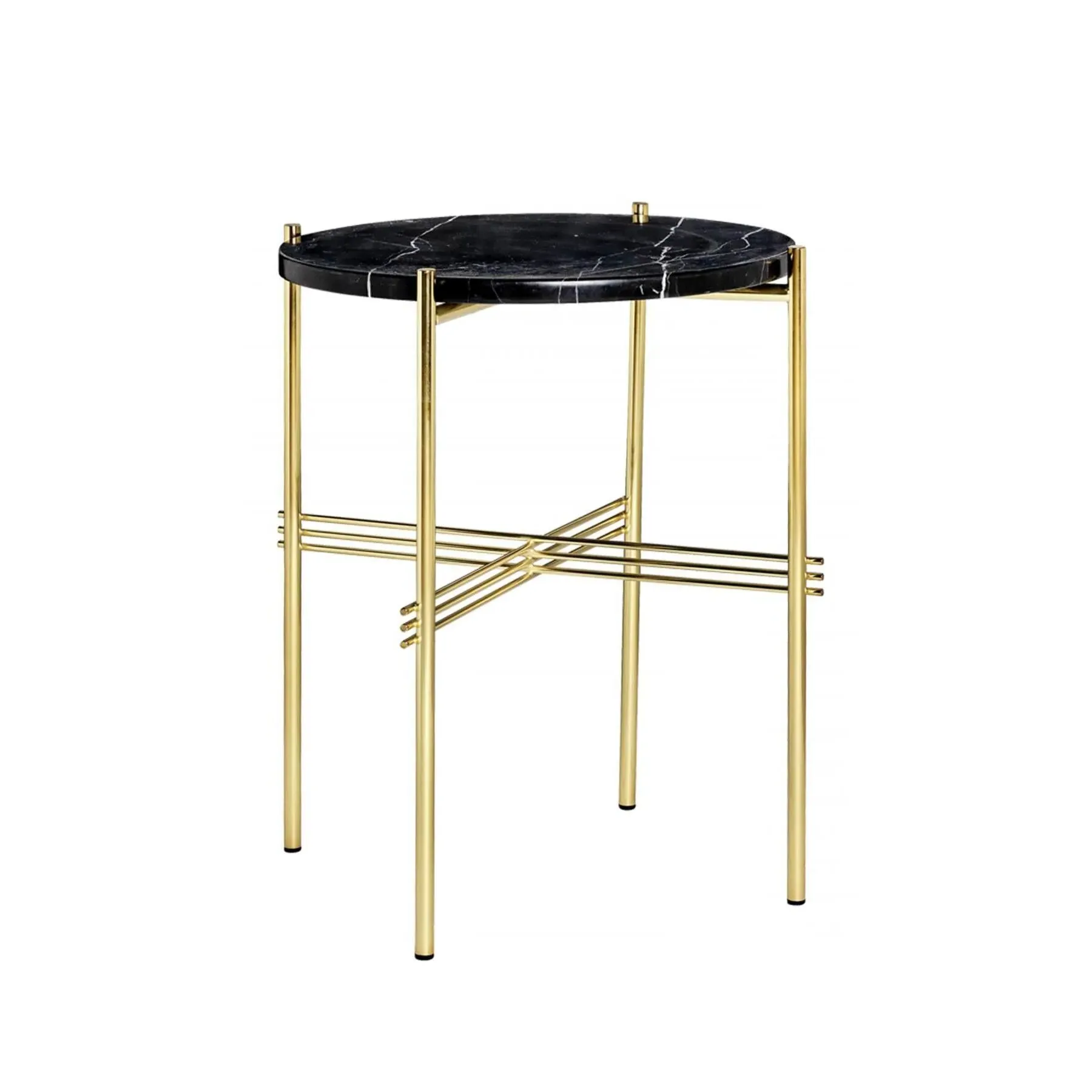 Side Table with Crossed Base - White, Marble