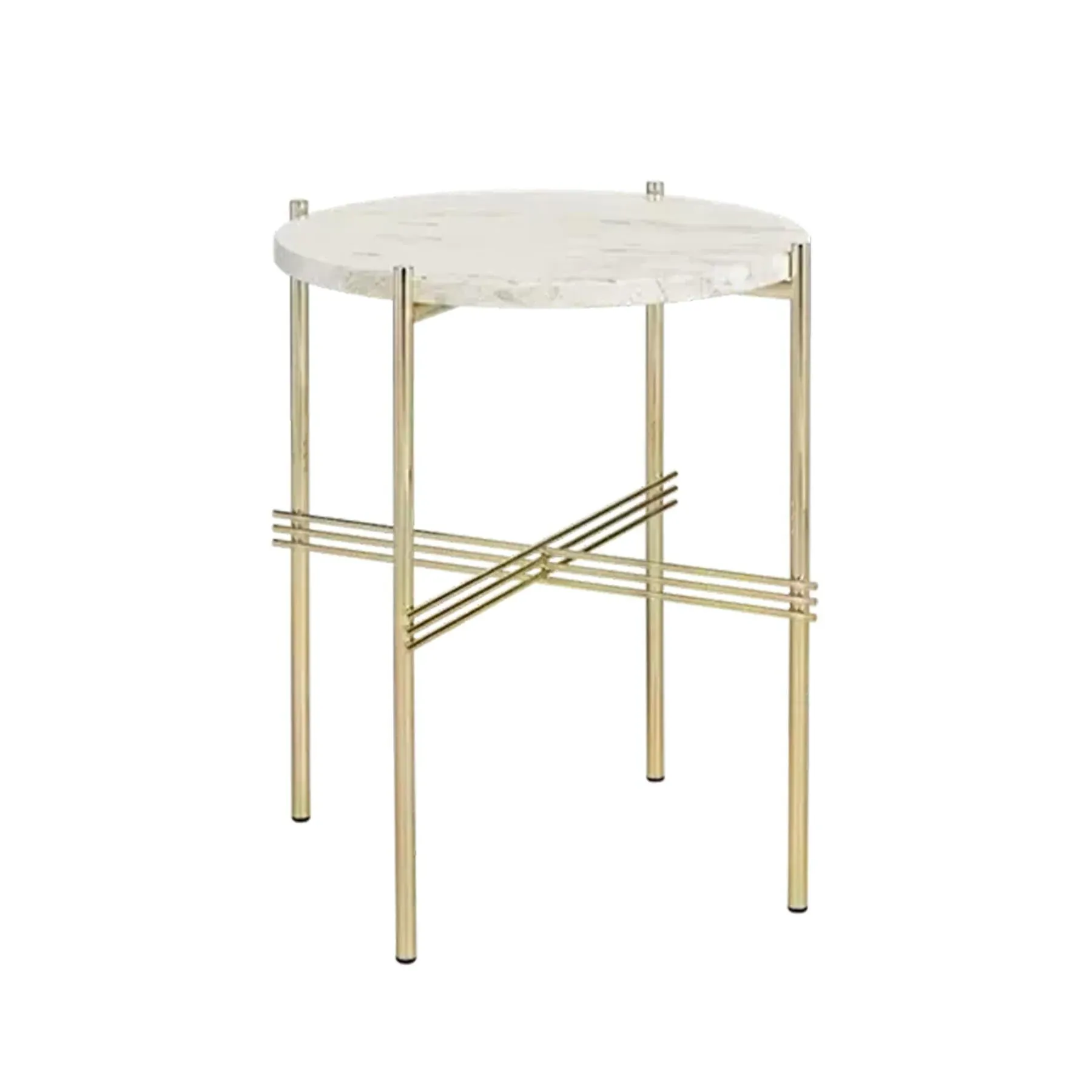 Side Table with Crossed Base - White, Marble