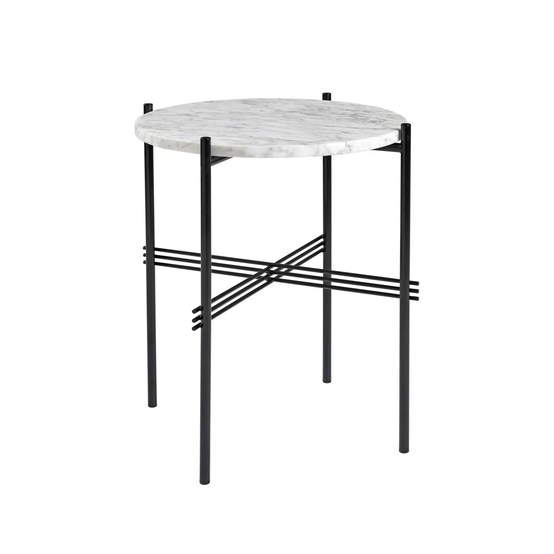 Side Table with Crossed Base - White, Marble