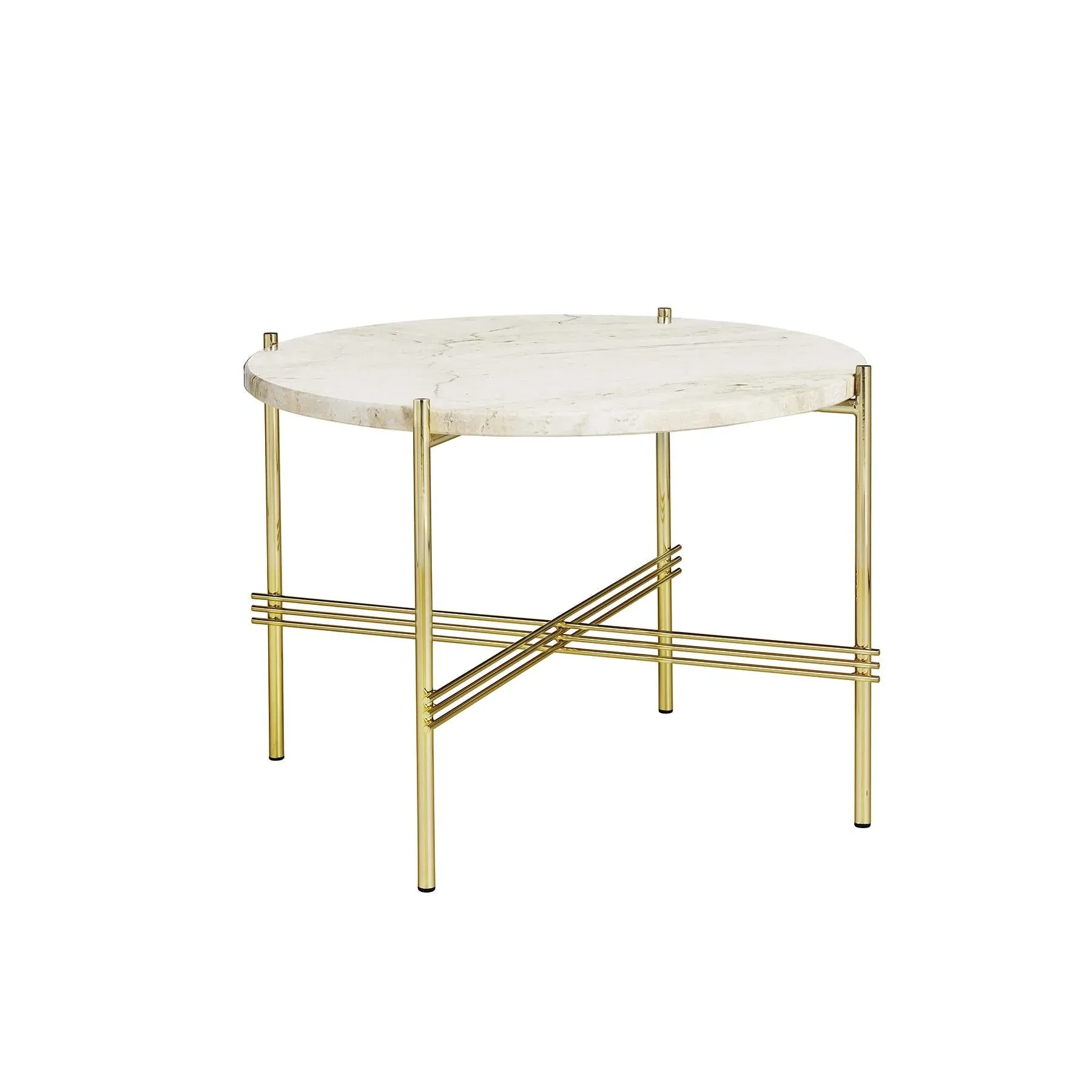 Small Coffee Table with Crossed Base - Brass