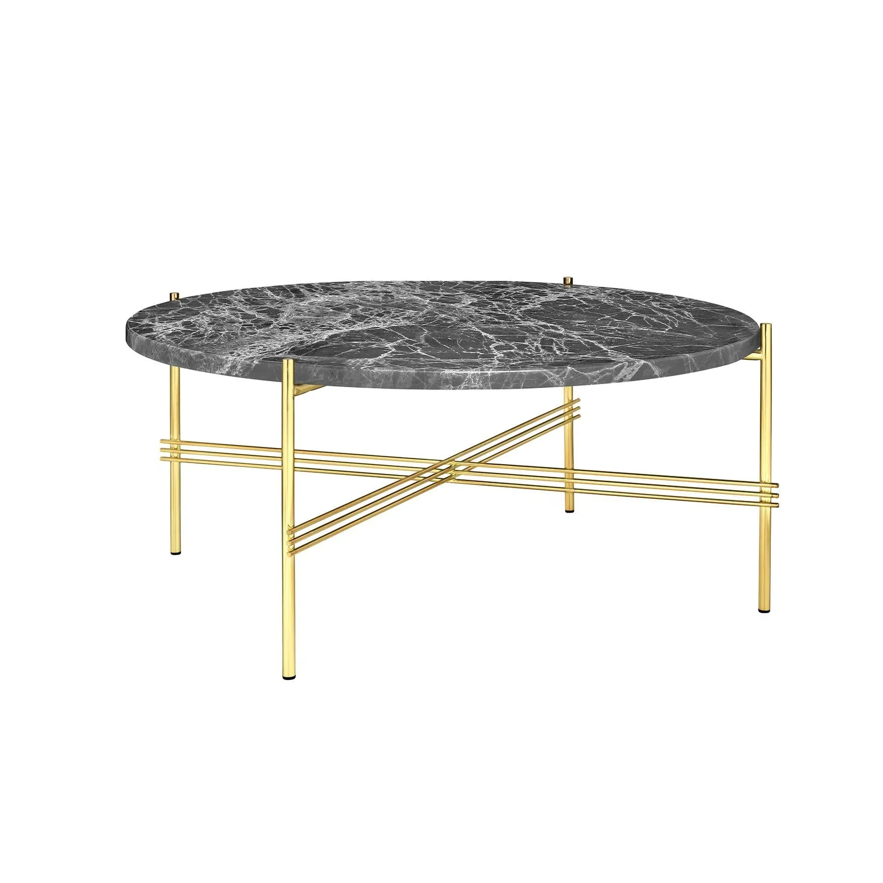 Small Coffee Table with Crossed Base - Brown Marble