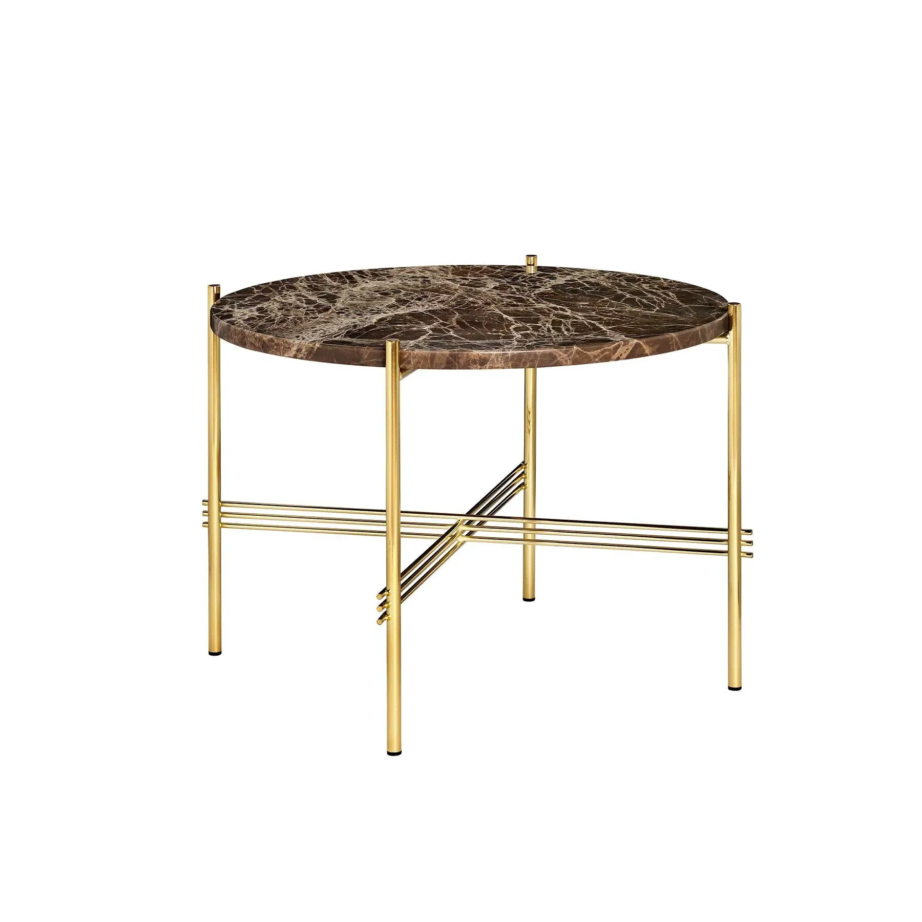 Small Coffee Table with Crossed Base - Brown Marble