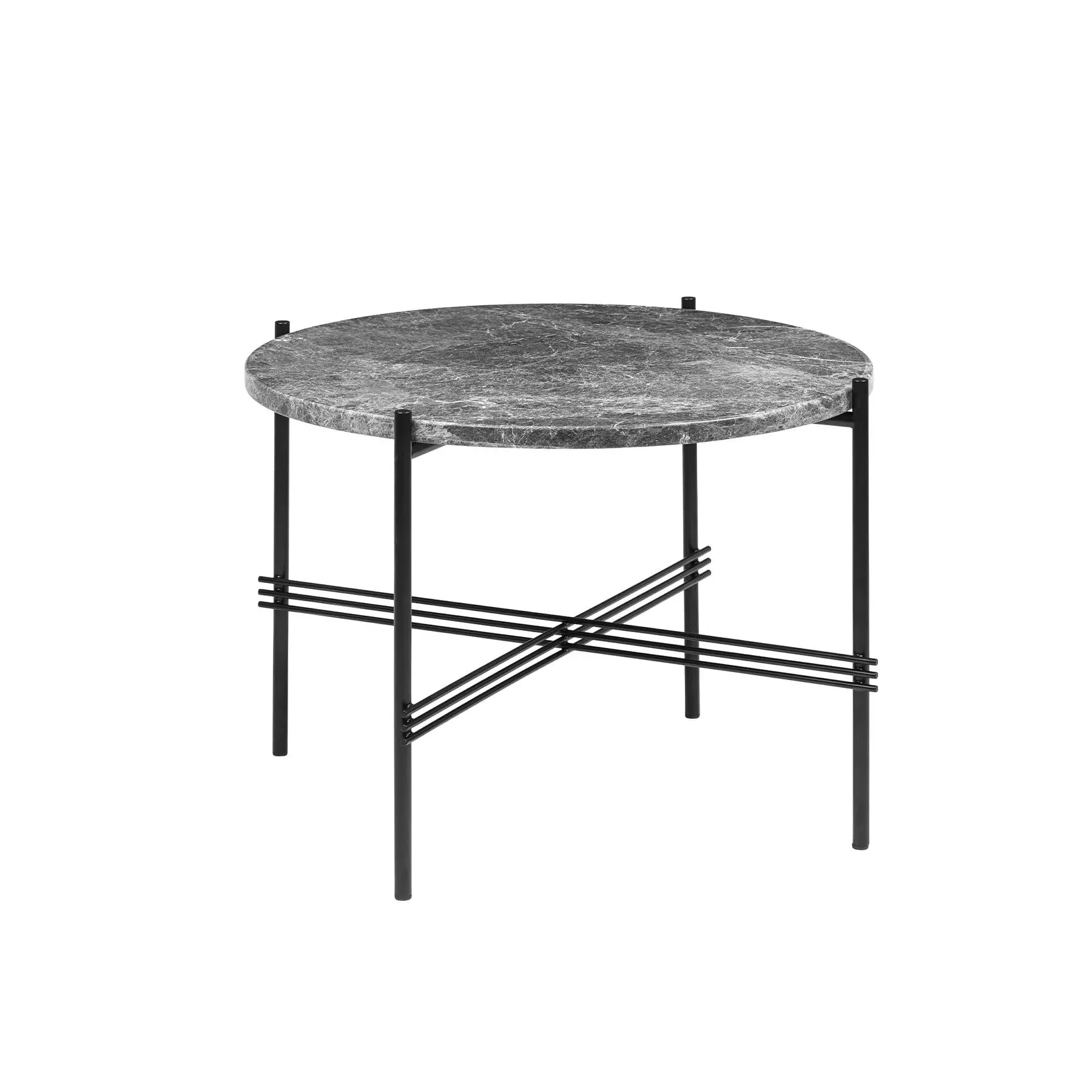 Small Coffee Table with Crossed Base - Grey, Marble image