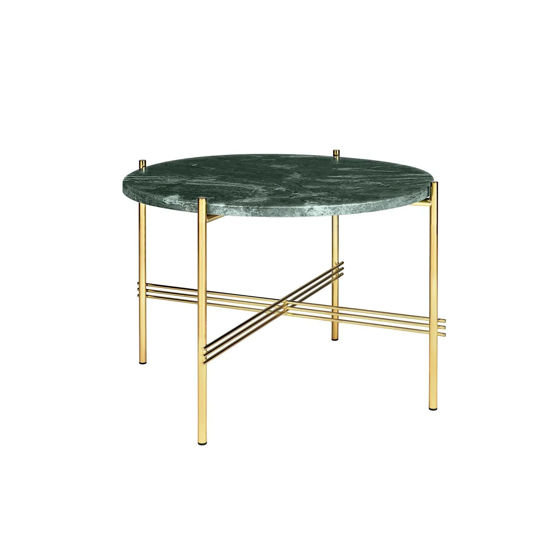 Small Coffee Table with Crossed Legs - Green, Marble