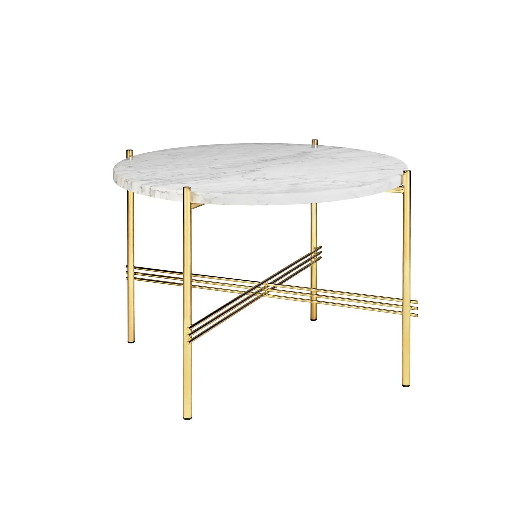 Small Coffee Table with Crossed Legs - White, Marble
