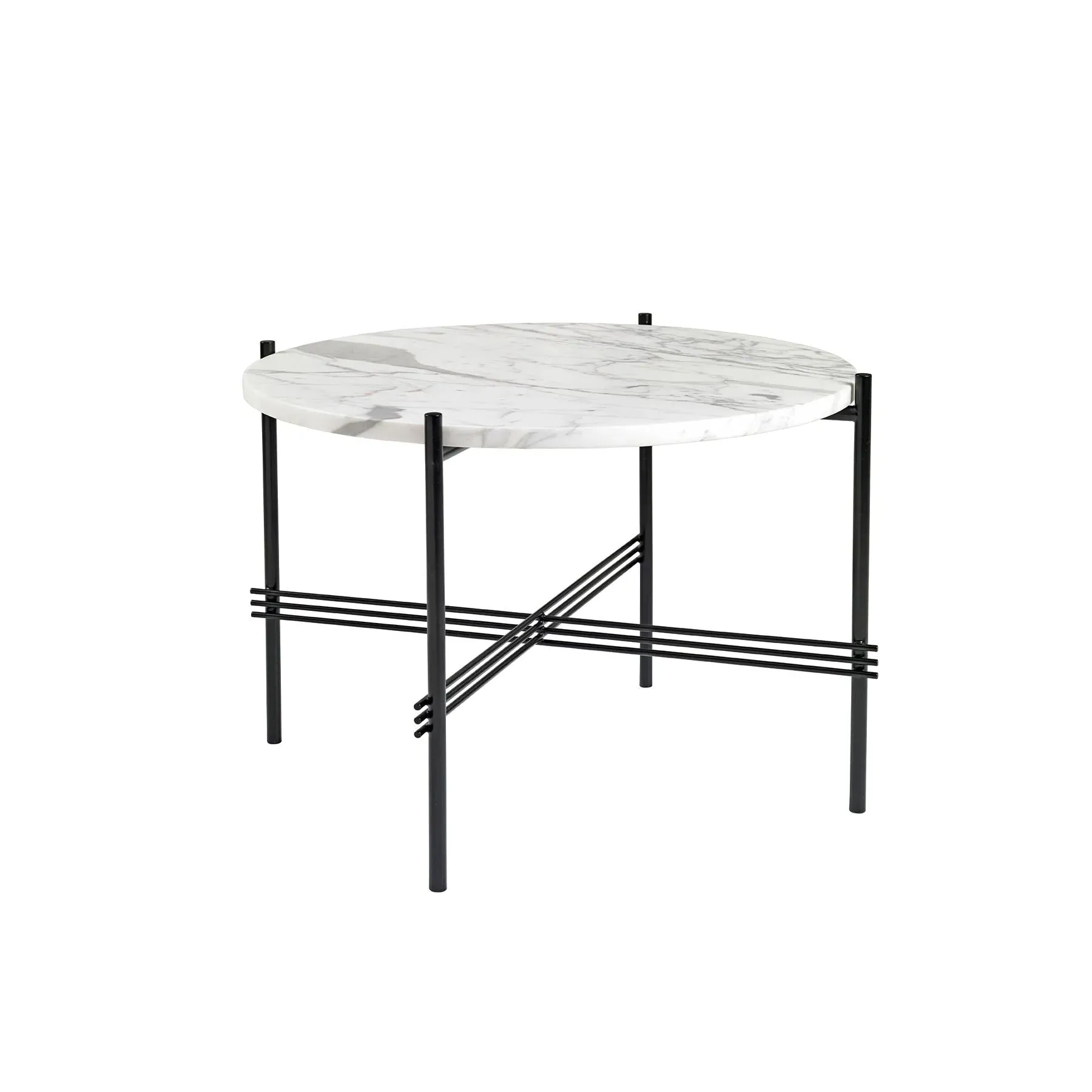 Small Coffee Table with Crossed Legs - White, Marble image