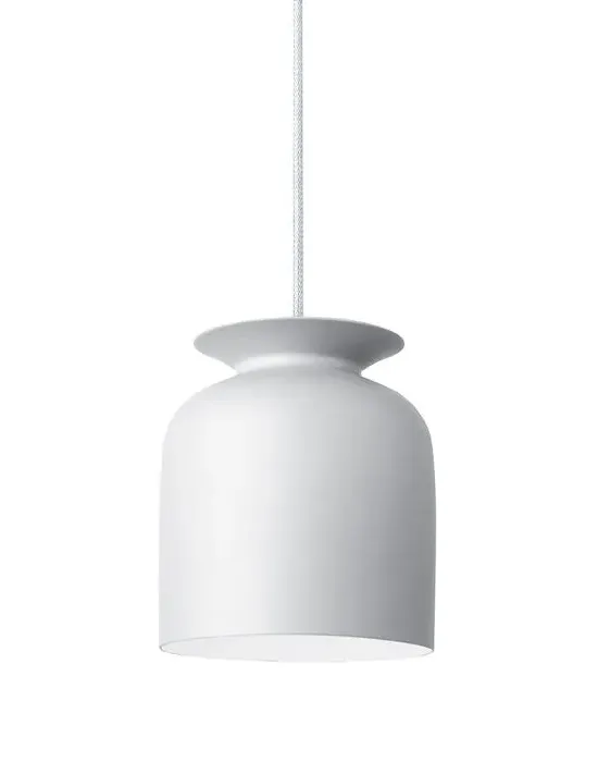 Small Pendant Light with Bell Shade - White, Aluminium