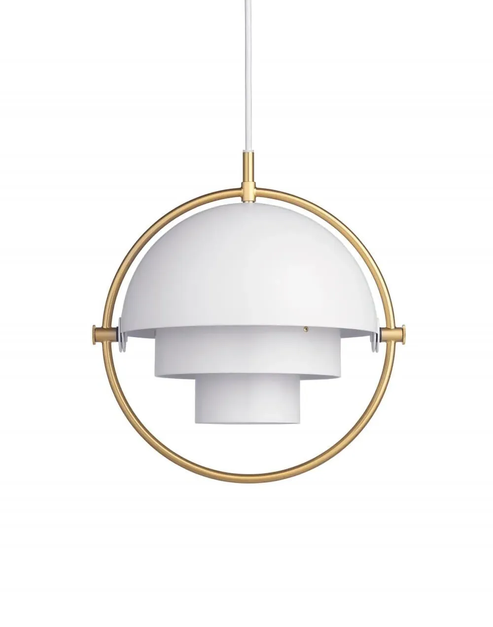 Small Pendant Light with Rotating Shades - White, Brass