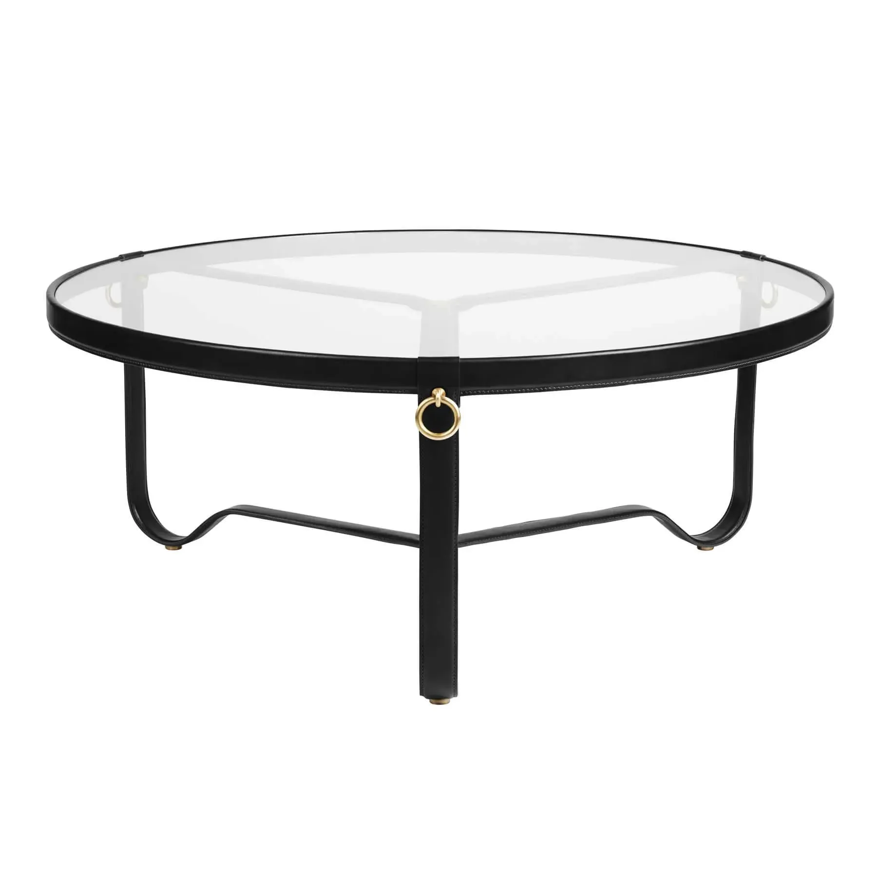 Small Round Coffee Table - Black, Leather