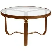 Small Round Coffee Table - Tan, Glass