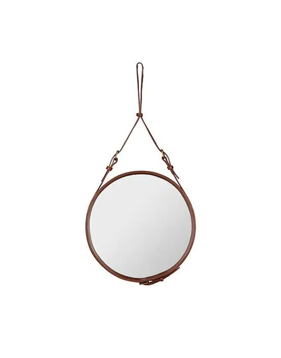 Small Round Mirror with Leather Strap - Tan image