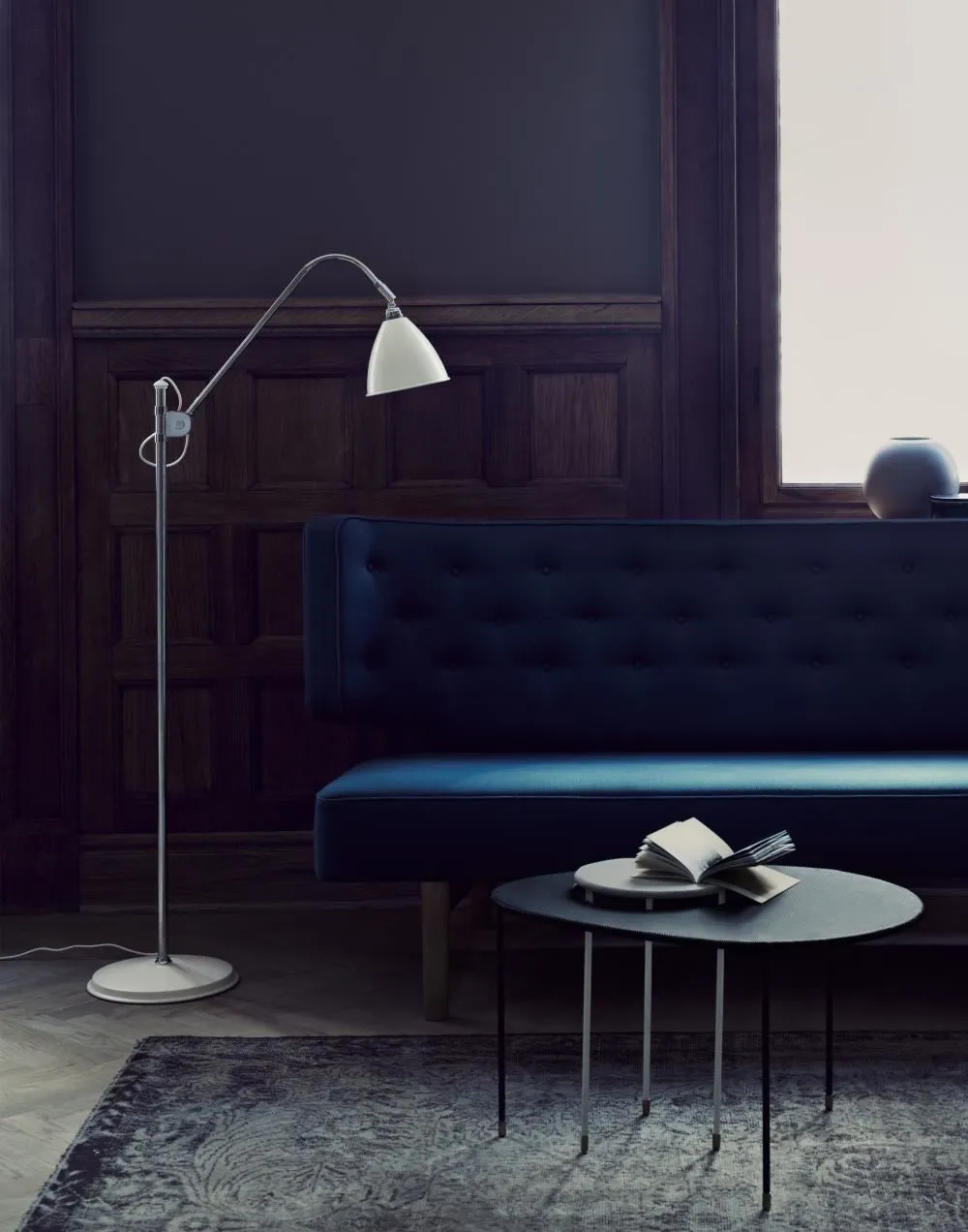 Small Shade Floor Lamp - White, Chrome