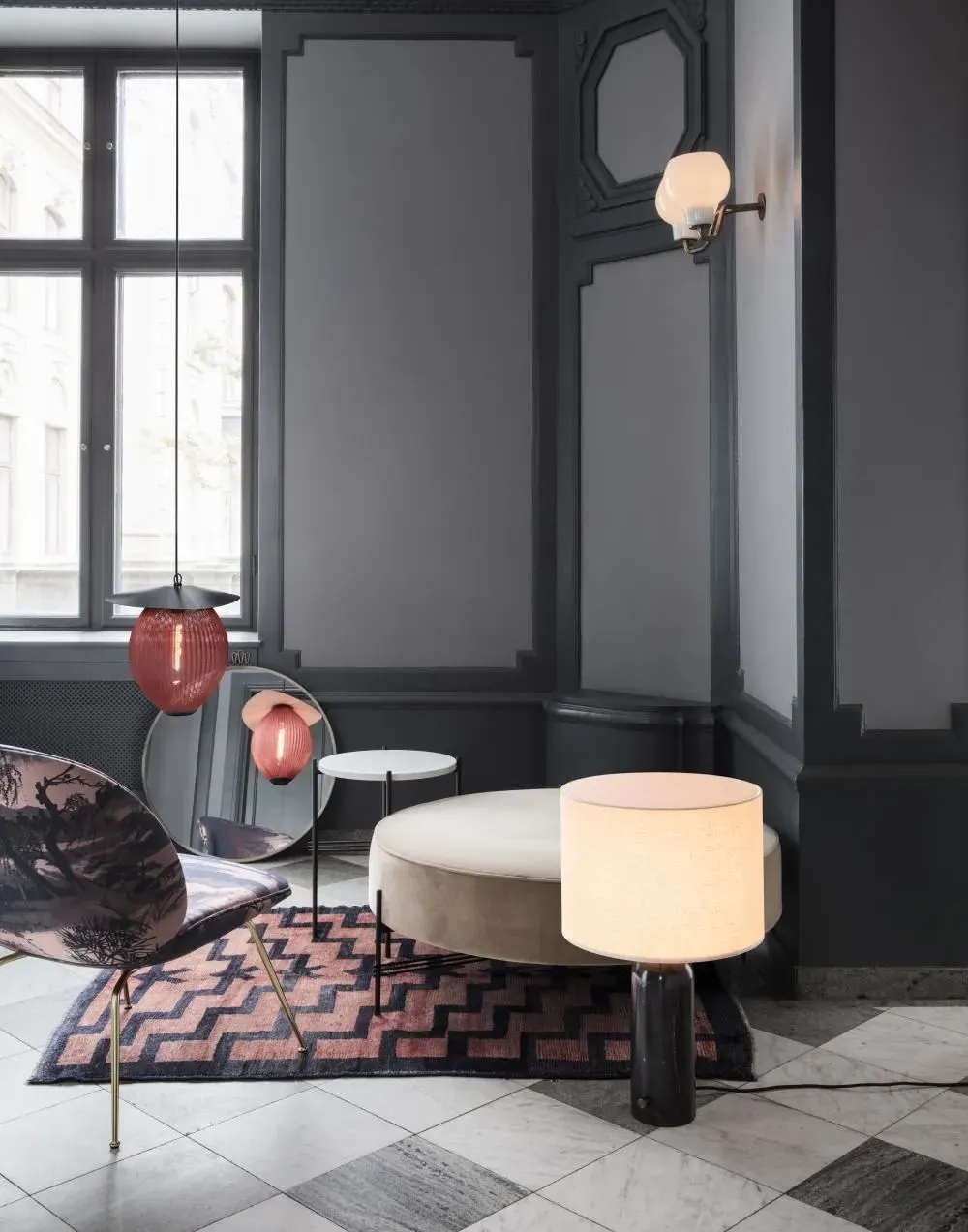 Small Table Lamp - Black, Marble