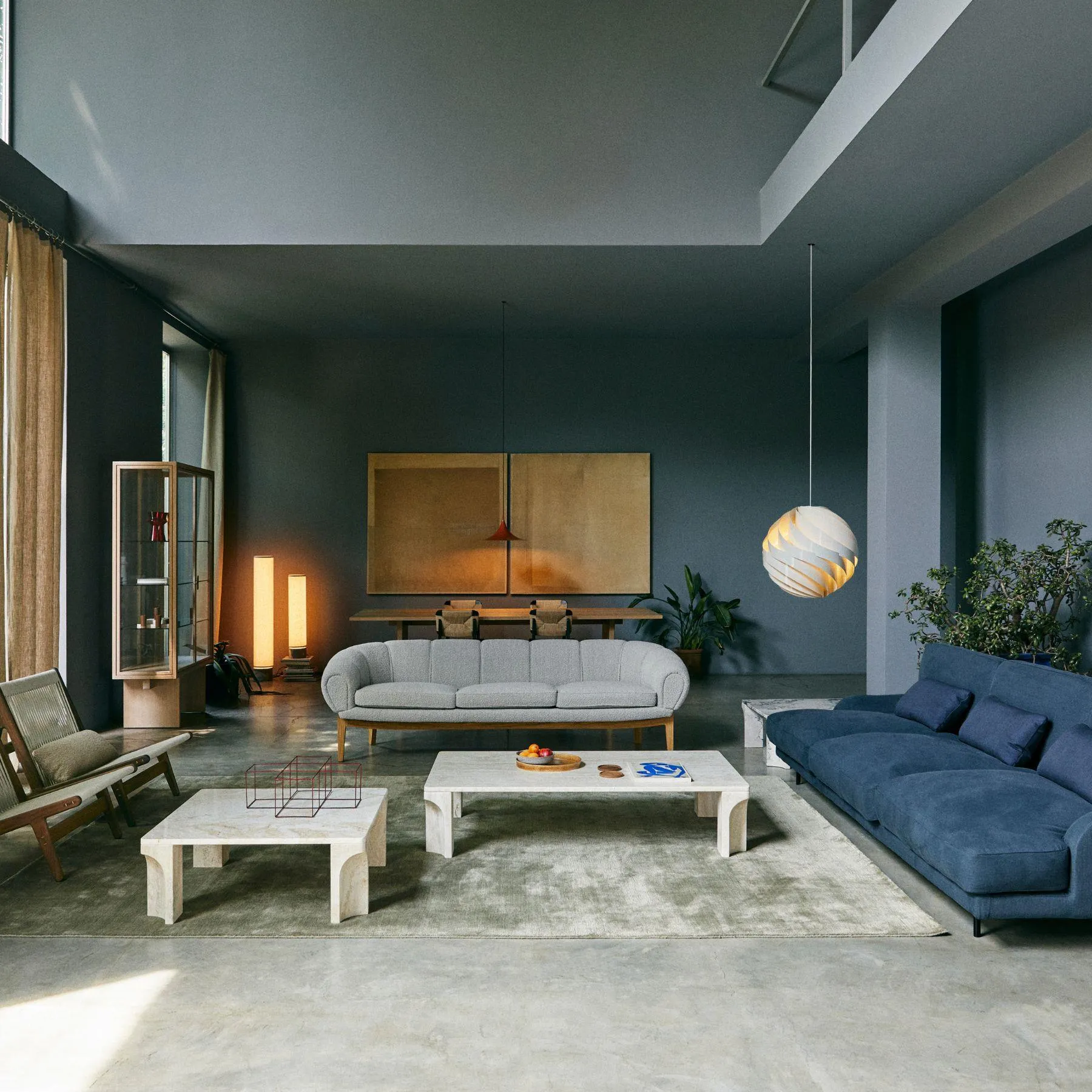 Square Coffee Table - Electric Grey, Limestone