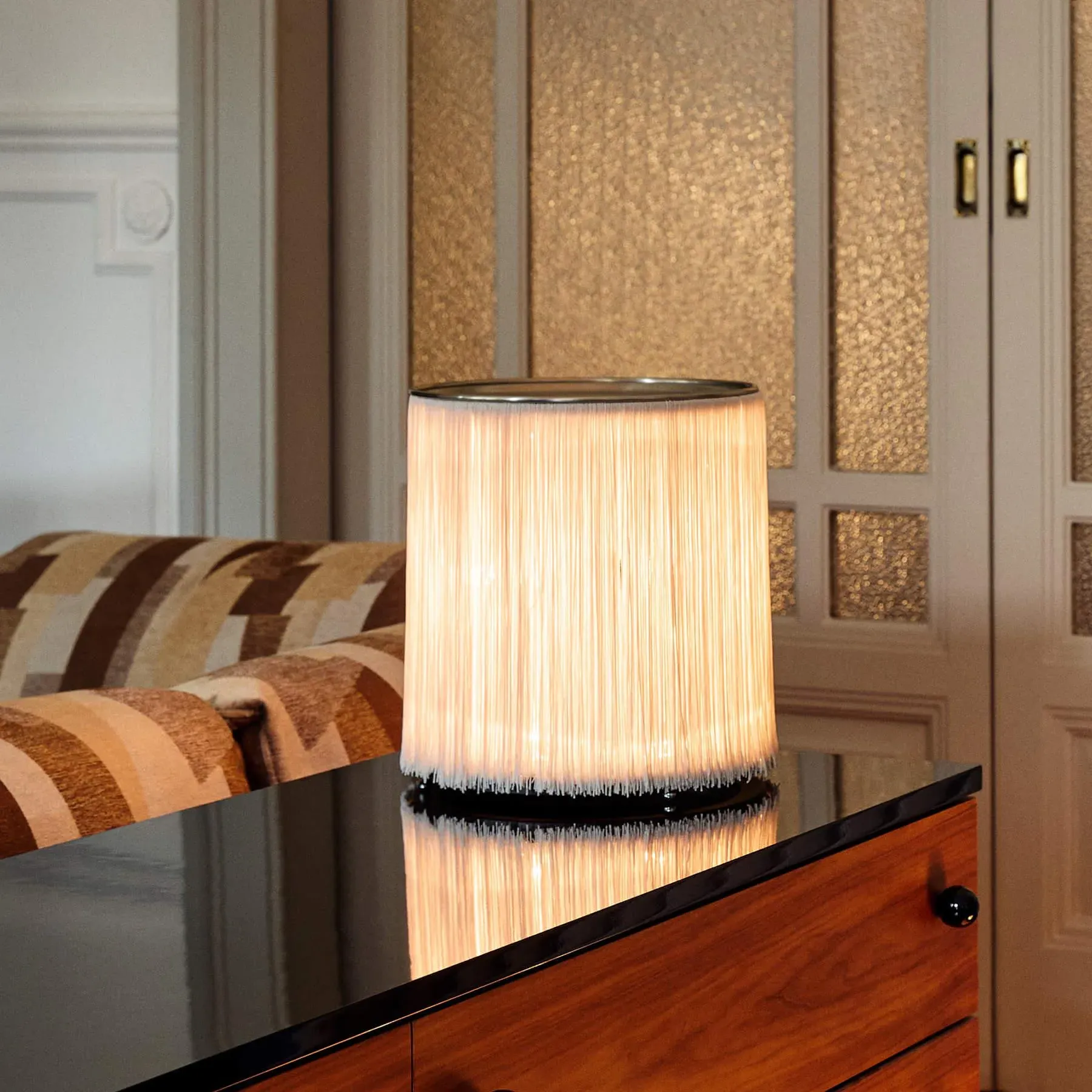 Table Lamp with Nylon Fringes - Aluminum