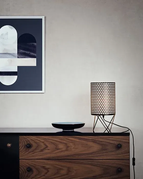 Table Lamp with Perforated Shade - White, Steel