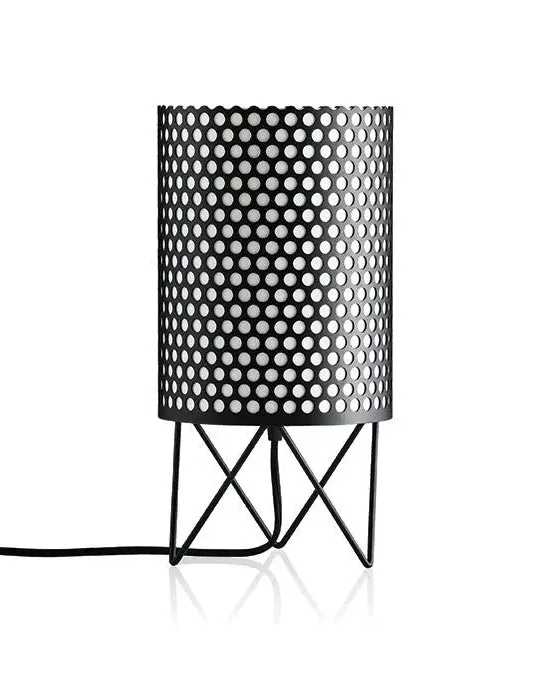 Table Lamp with Perforated Shade - White, Steel