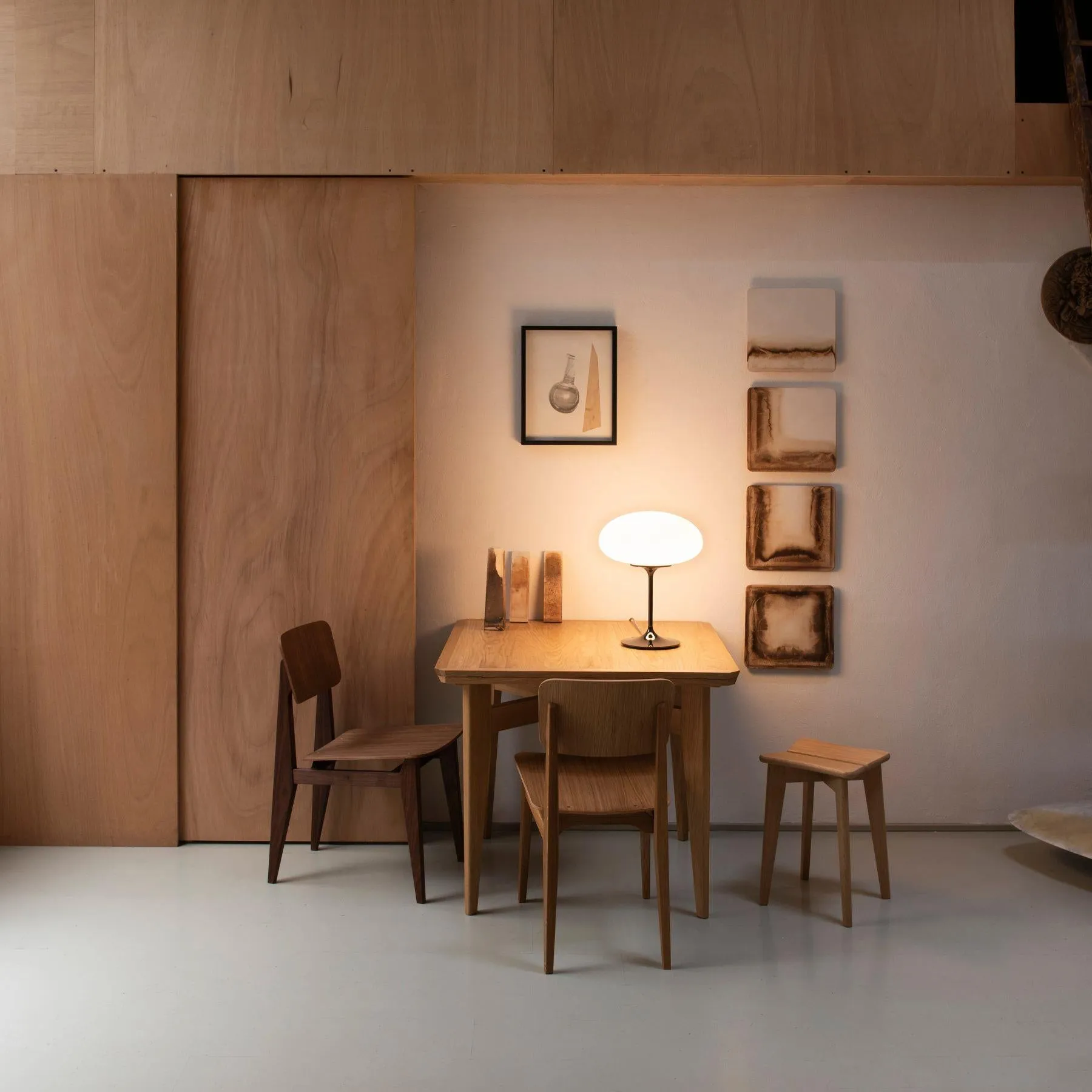 Table Lamp with Rotary Dimmer - Pebble Grey, Glass