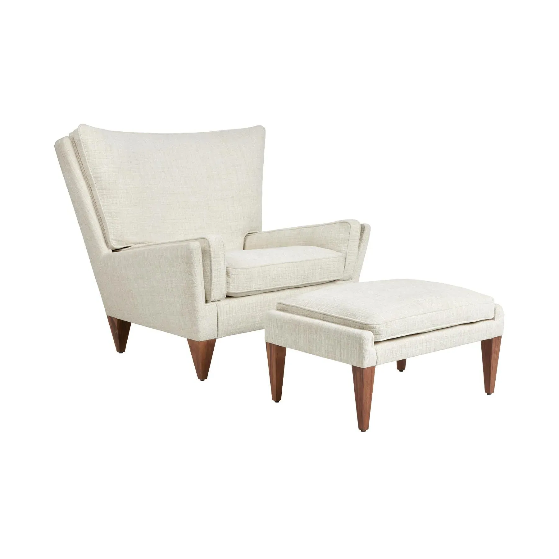 Trapezoidal Ottoman - Cream, Smooth Leather