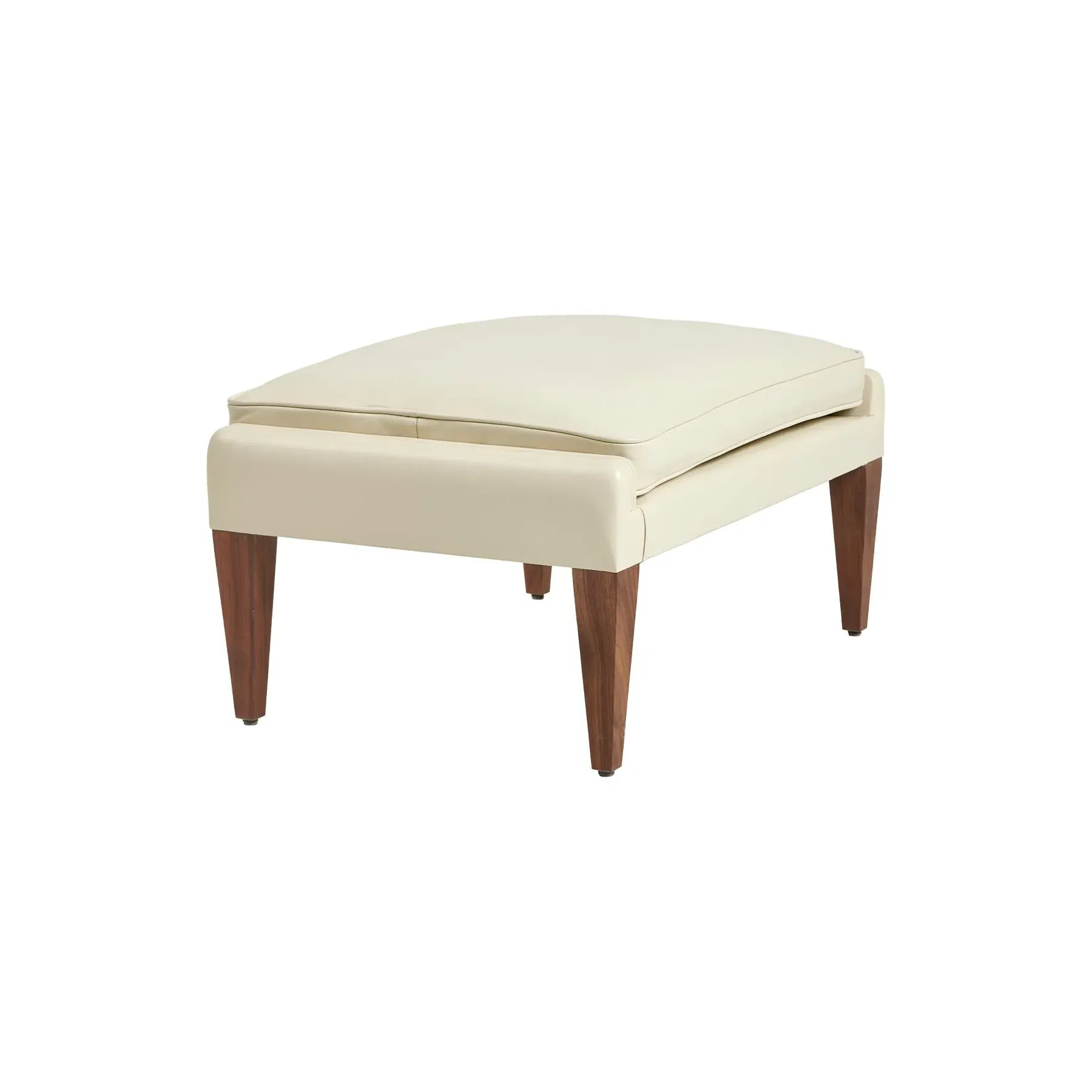 Trapezoidal Ottoman - Cream, Smooth Leather