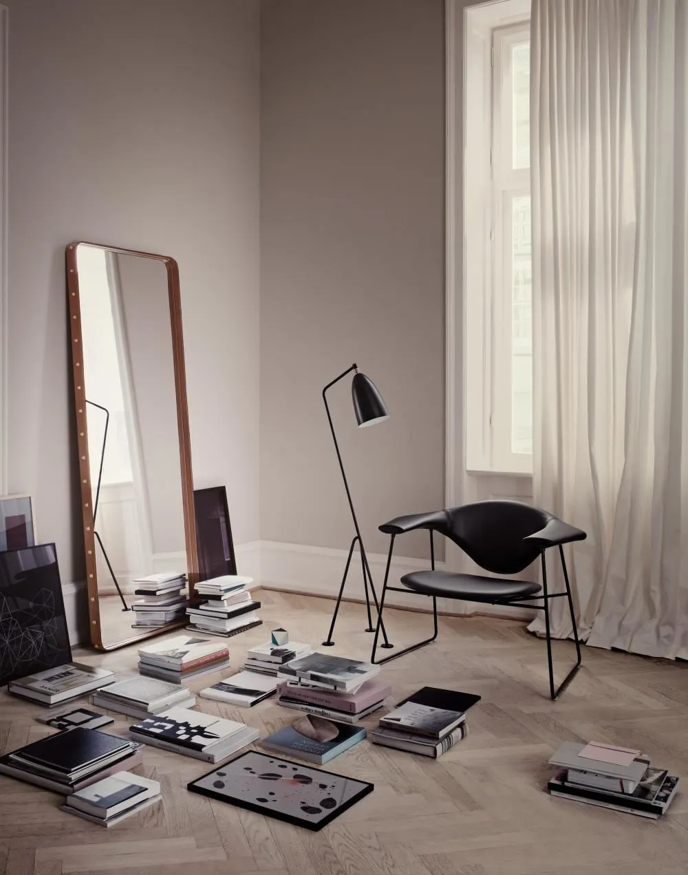 Tripod Floor Lamp with Adjustable Shade - Grey