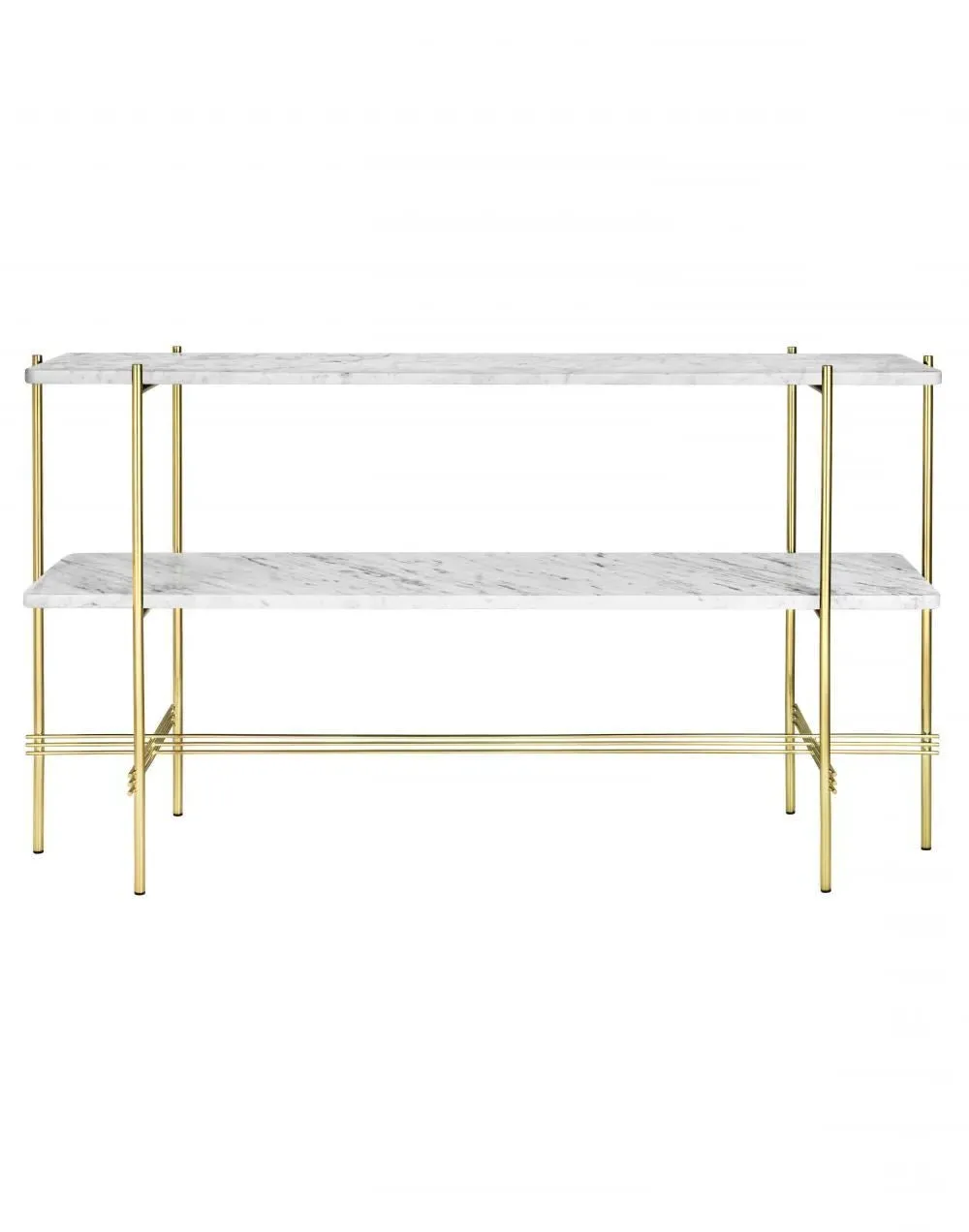 TS Console Table with Shelves - Grey Emperador, Marble