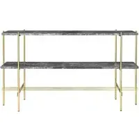TS Console Table with Shelves - Grey Emperador, Marble
