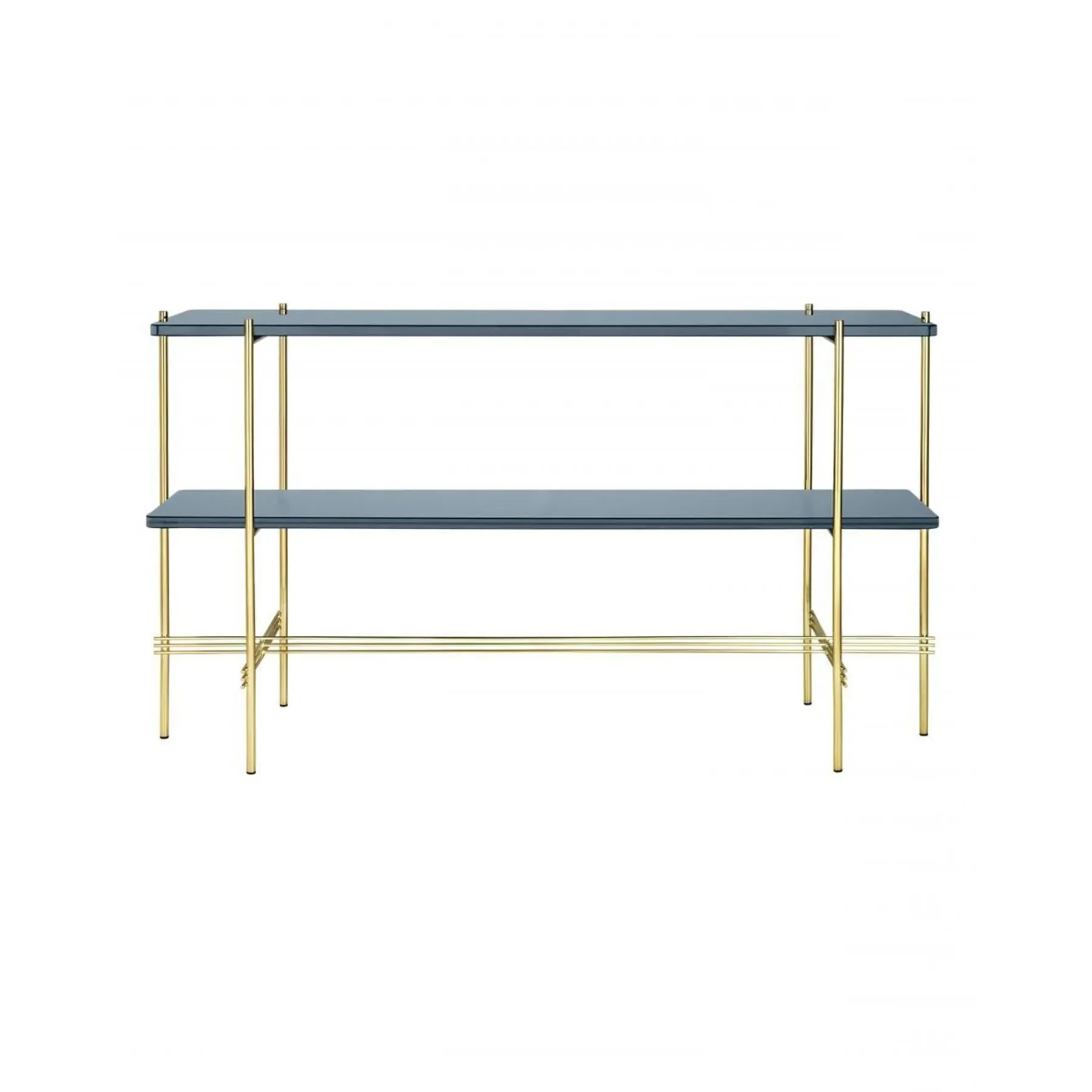 TS Console Table with Shelves - White Travertine, Stone