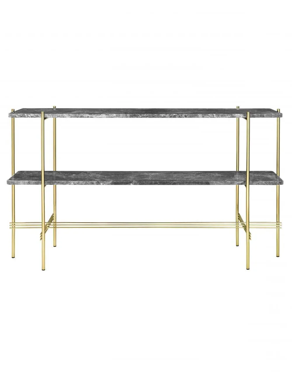 TS Console Table with Shelves - White Travertine, Stone