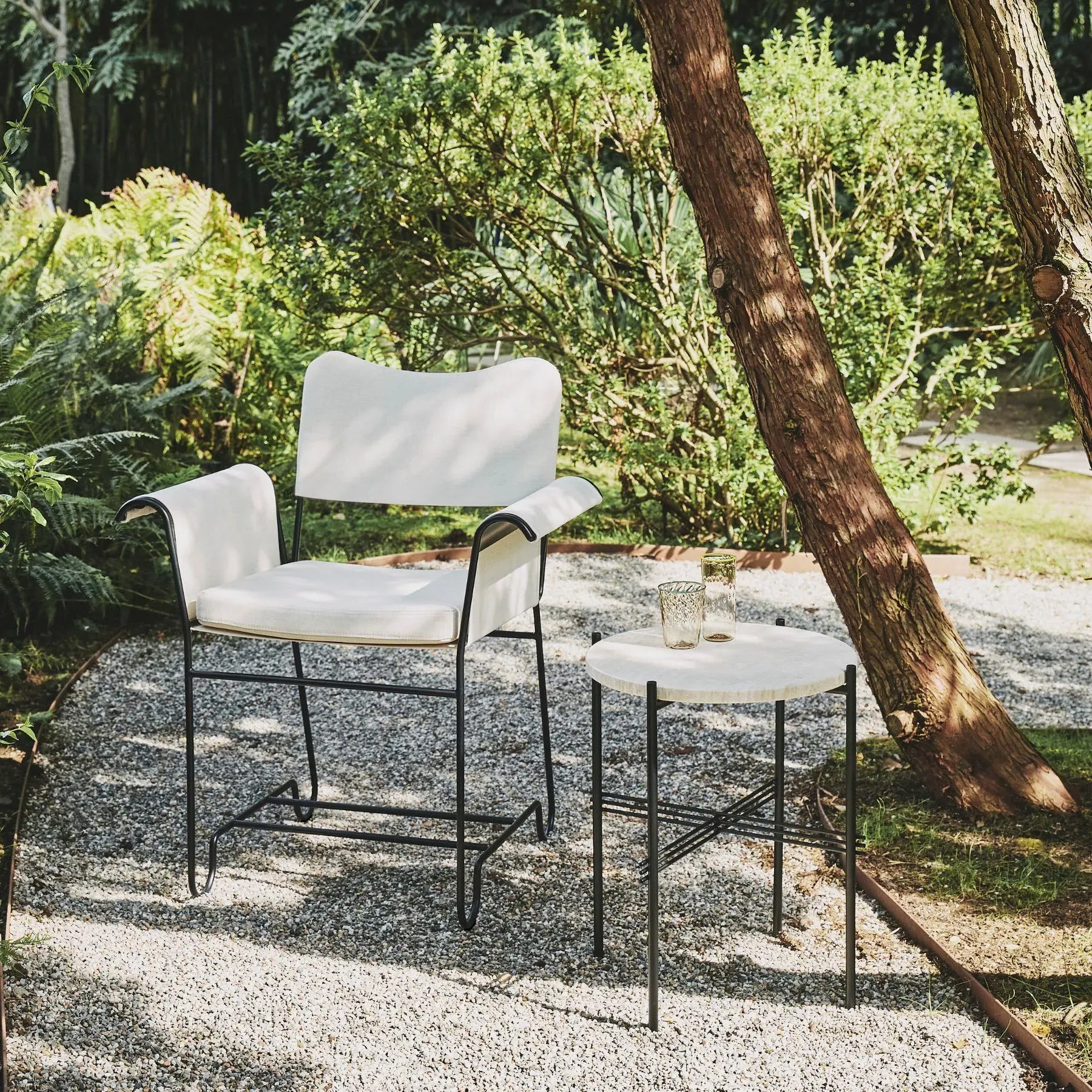 TS Round Side Table - White, Travertine