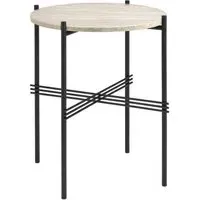 TS Round Side Table - White, Travertine