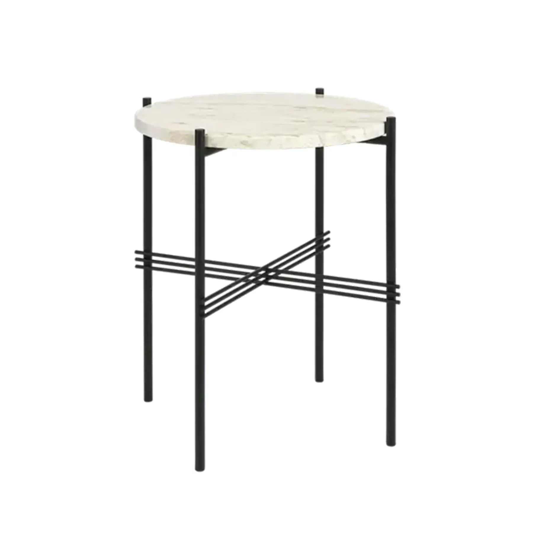 TS Side Table - Black Base, Brown Emperador Marble