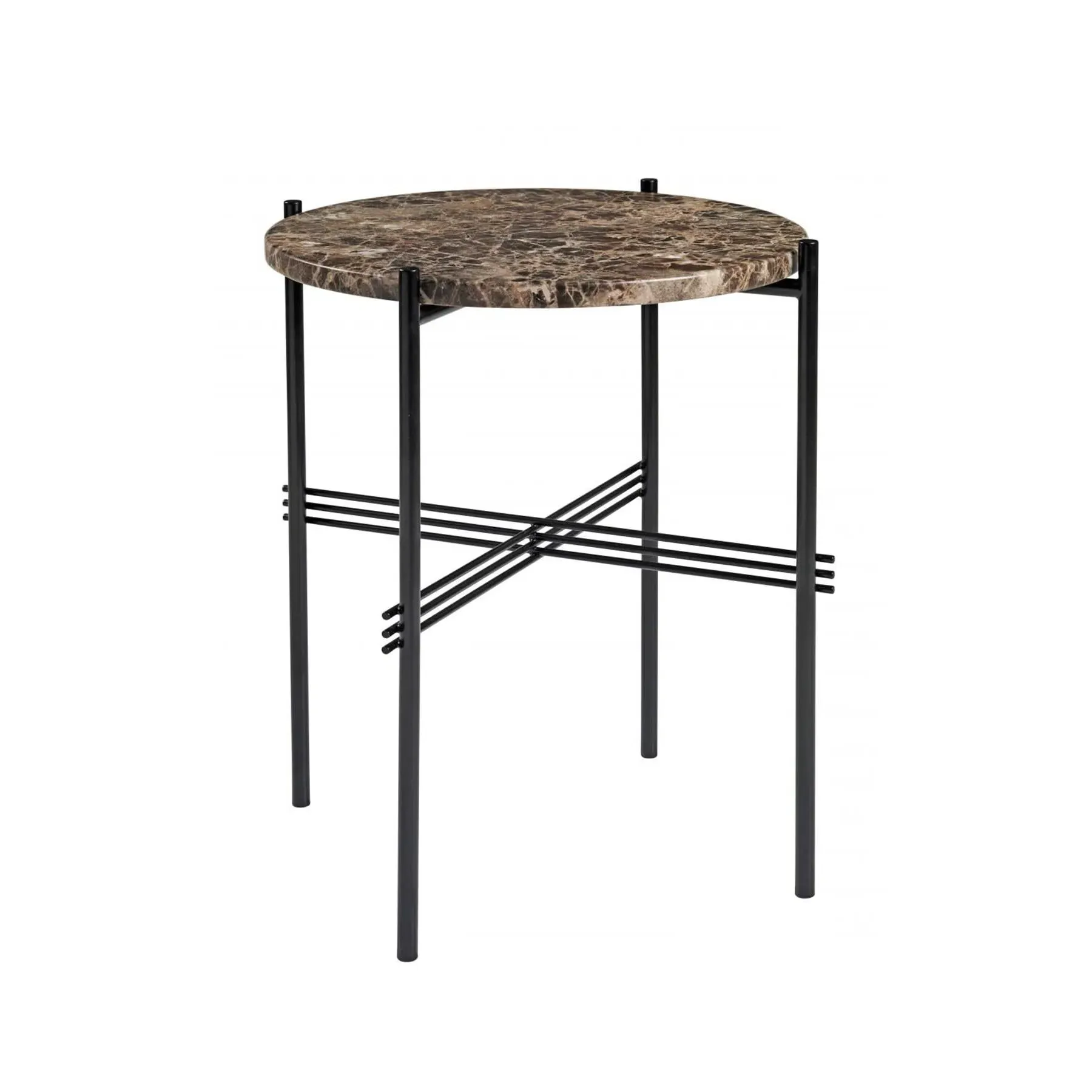 TS Side Table - Black Base, Brown Emperador Marble image