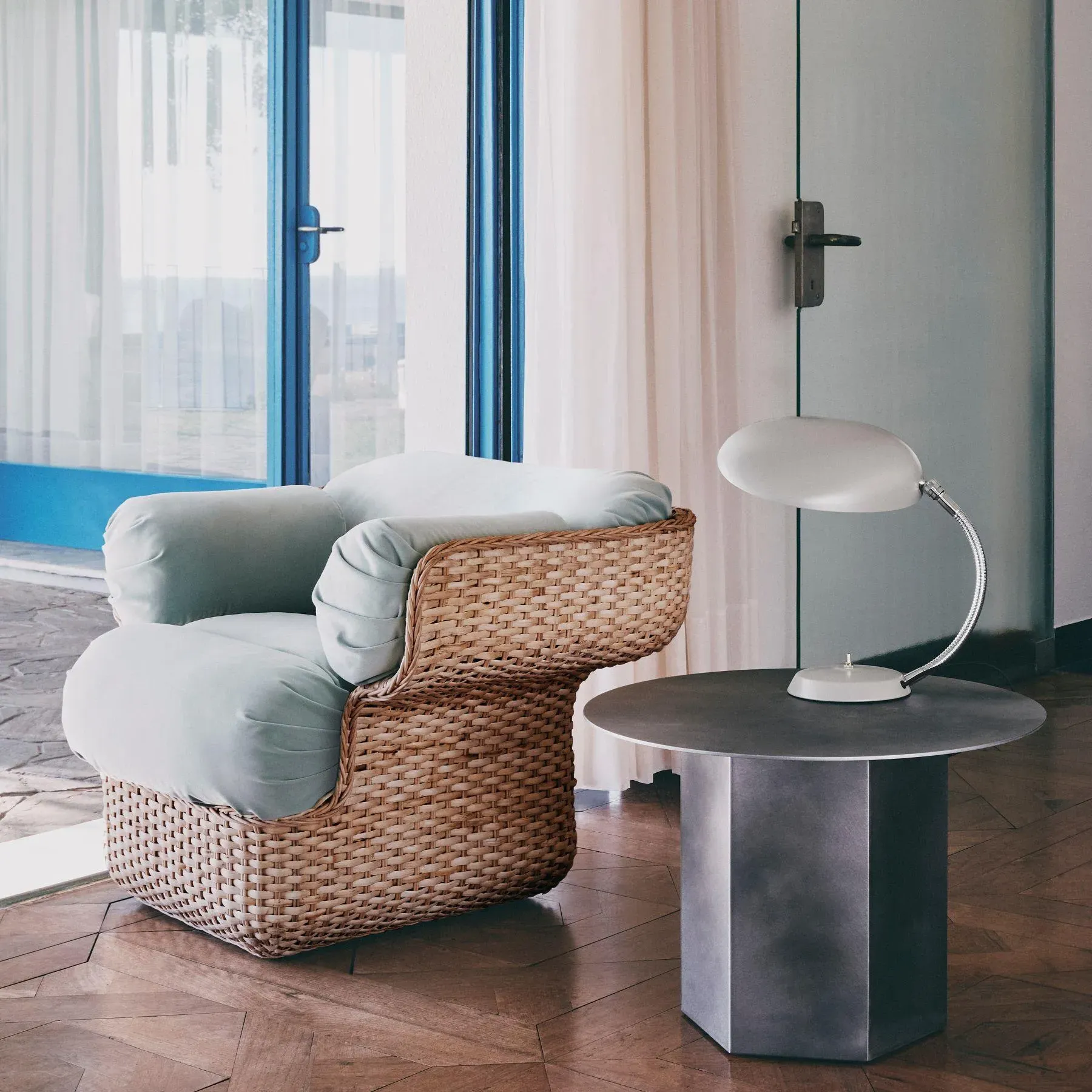 Upholstered Lounge Chair - Curved Shell Design