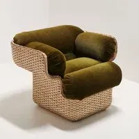 Upholstered Lounge Chair - Curved Shell Design