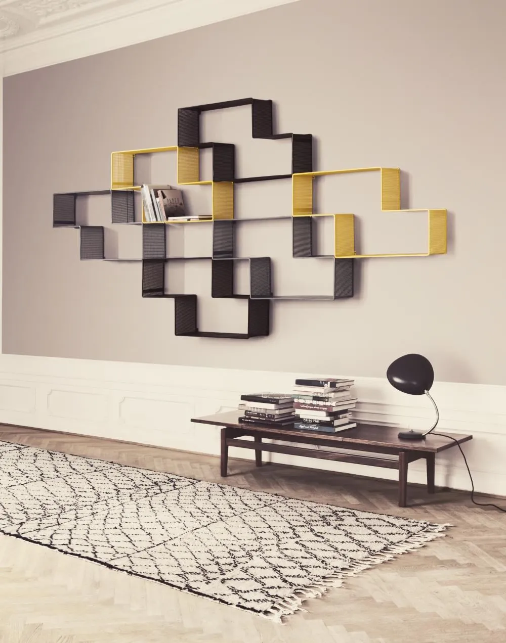 Wall Shelf with Perforated Design - Black, Metal