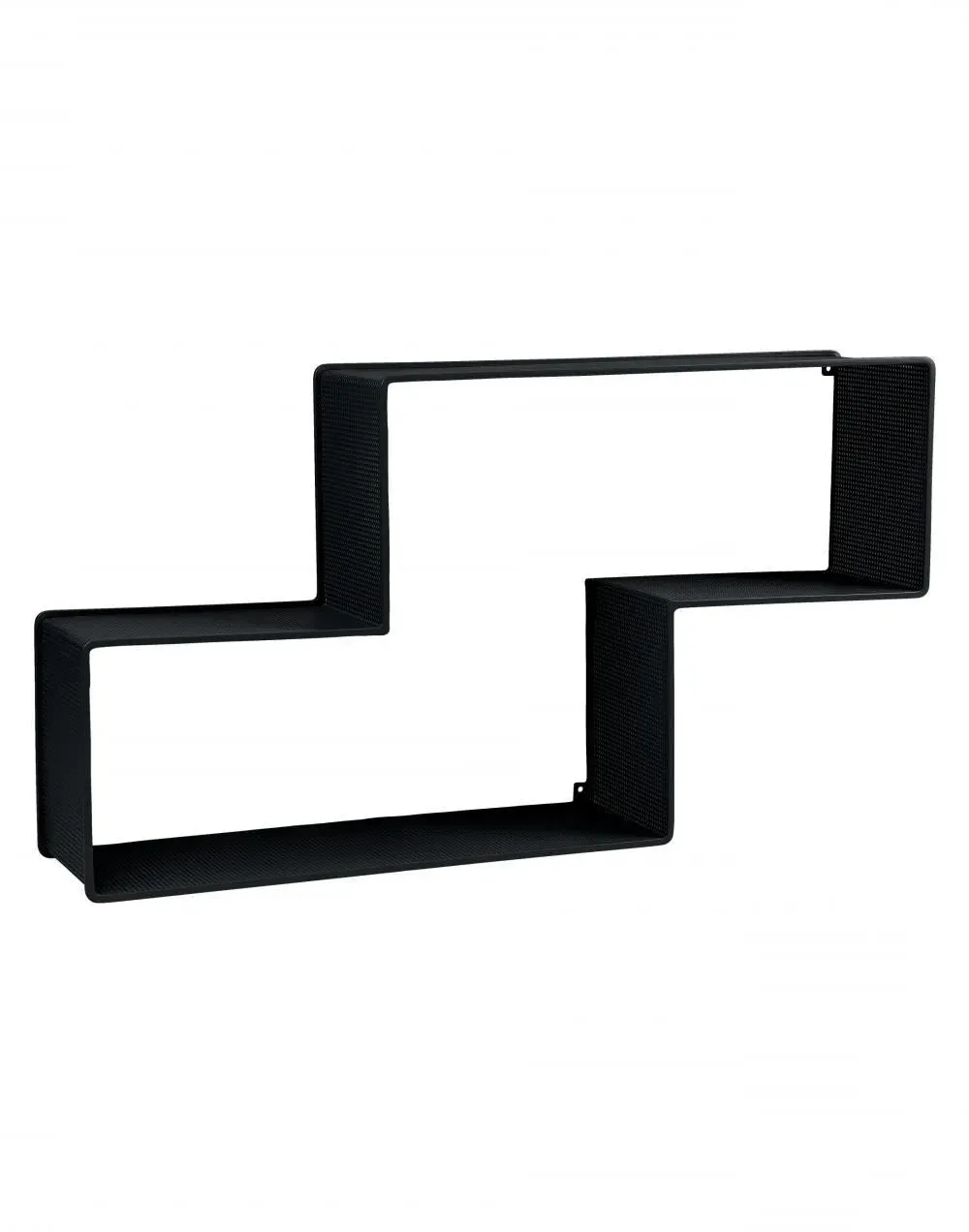 Wall Shelf with Perforated Design - Black, Metal image